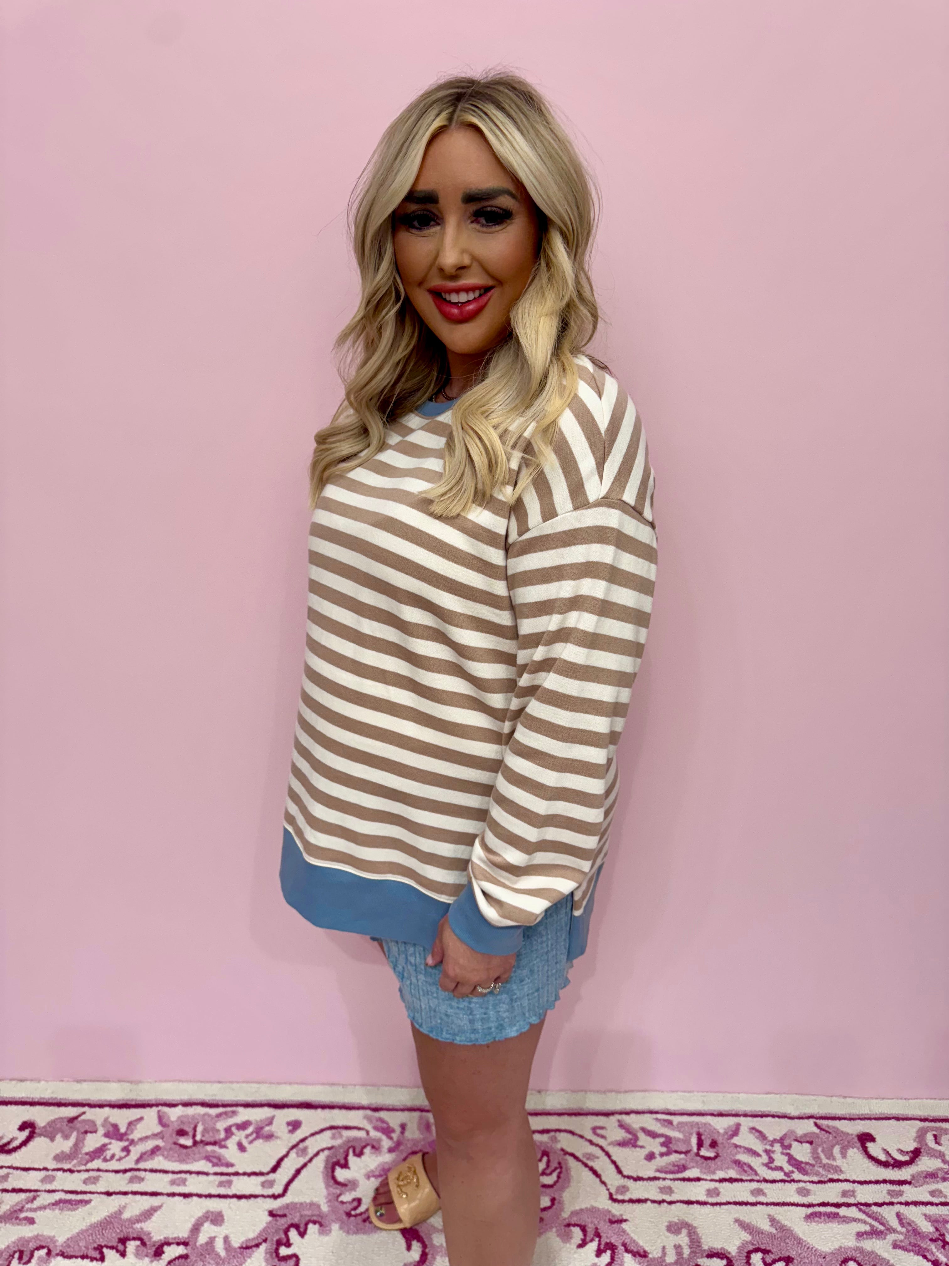 Layer Up Stripe Sweatshirt Evening Sand