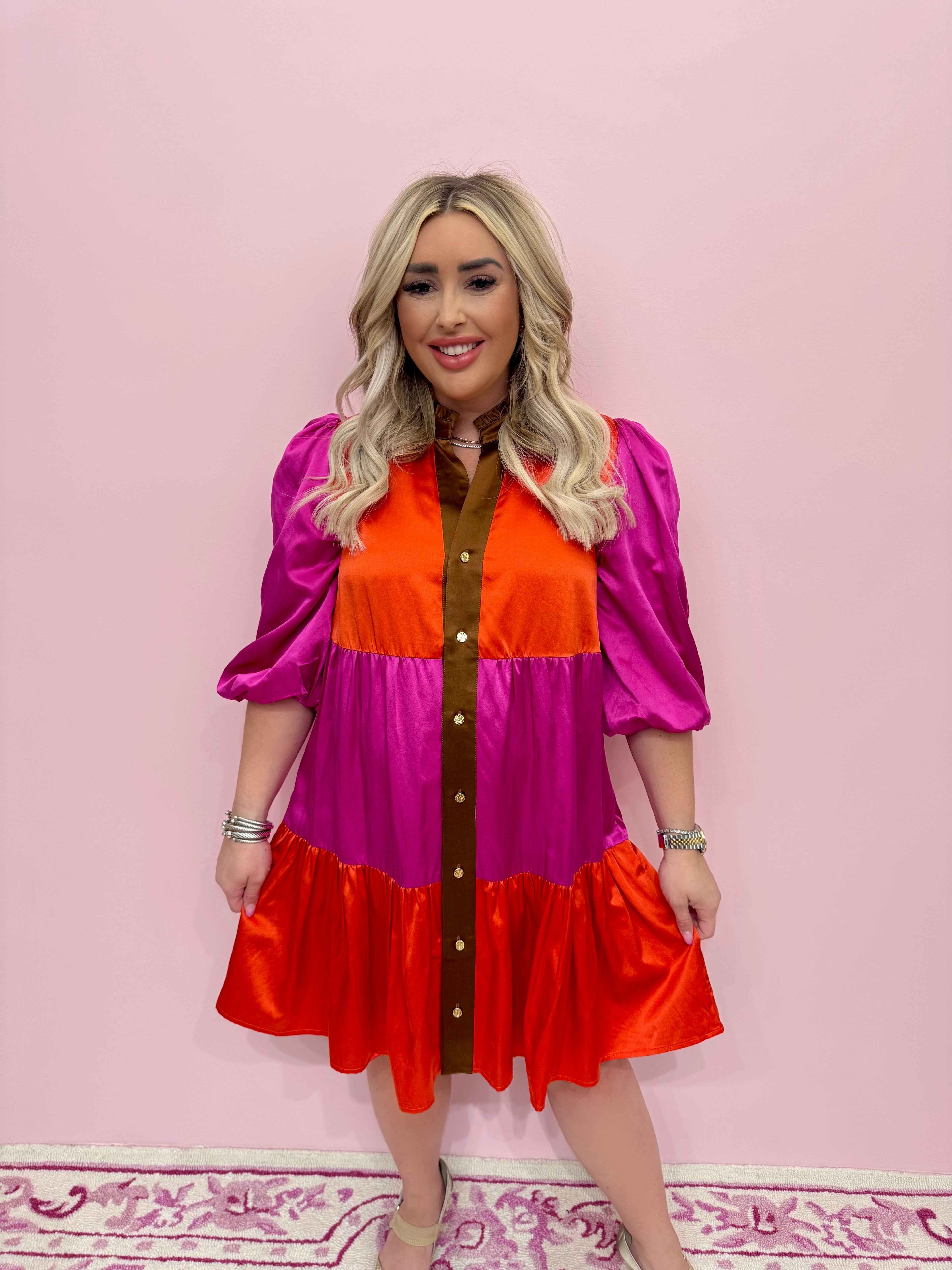 Sadie Dress In Venetian Colorblock - Emily McCarthy