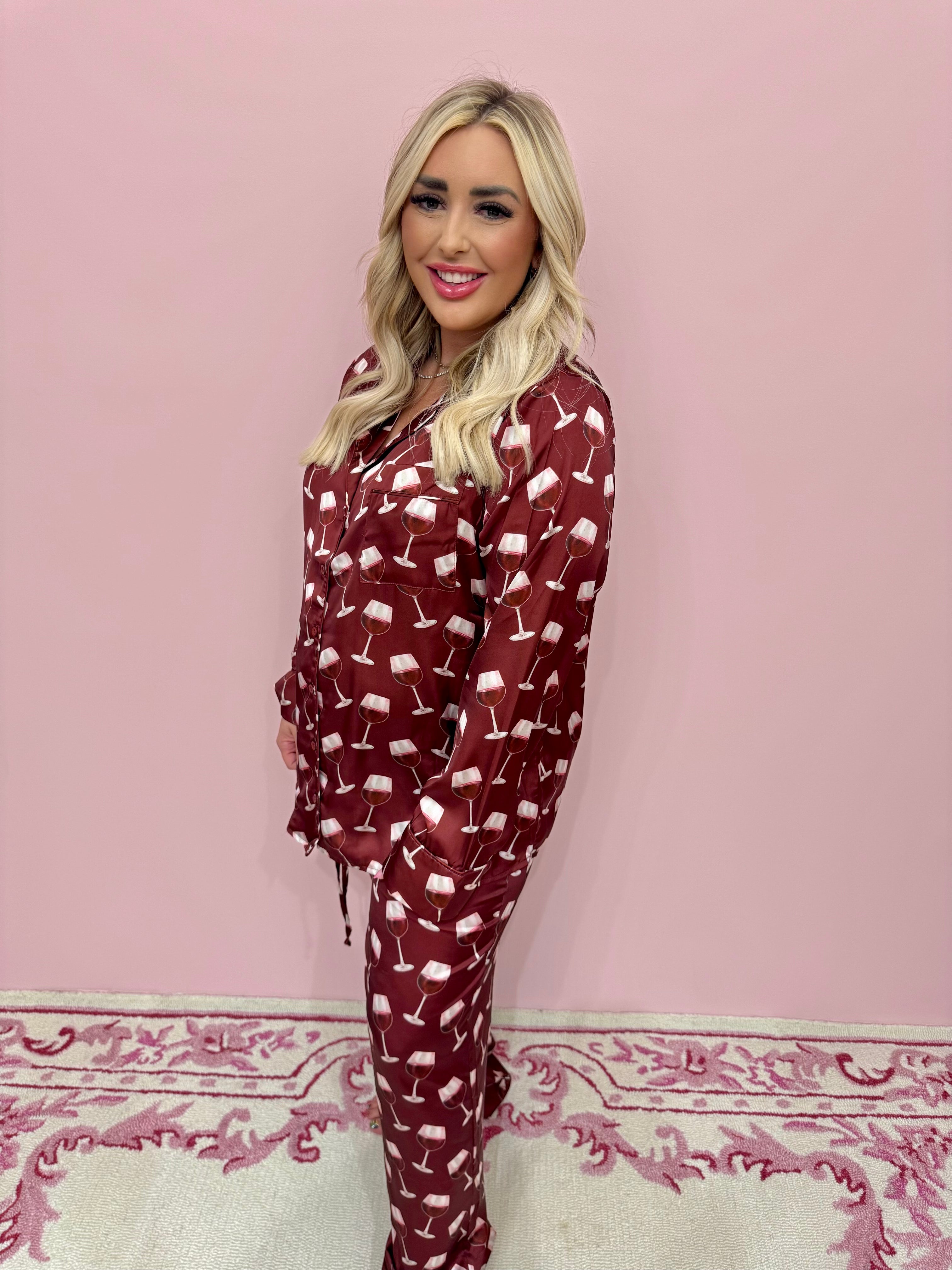 Classic PJ Set Red Wine Silky - Show Me Your Mumu