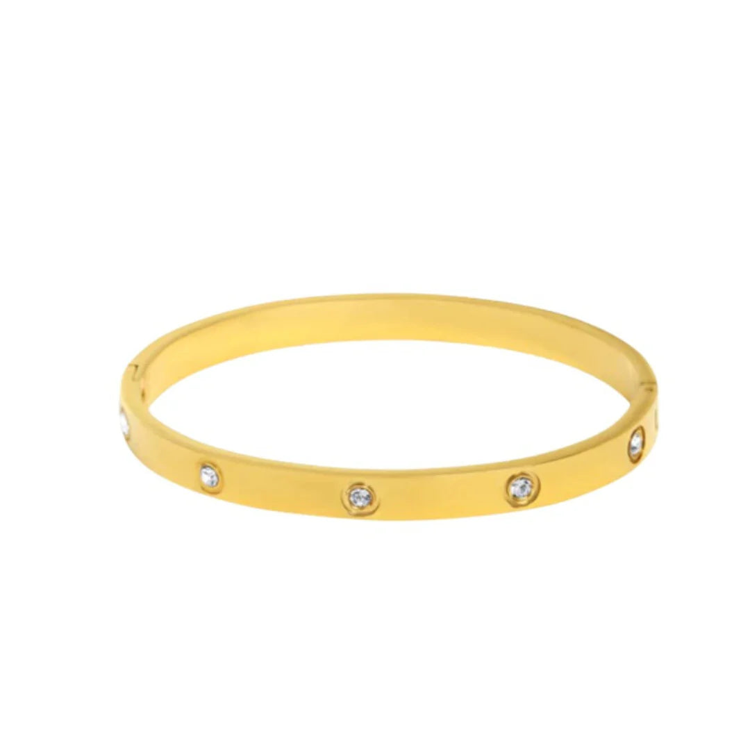 Gold Solitare Bangle