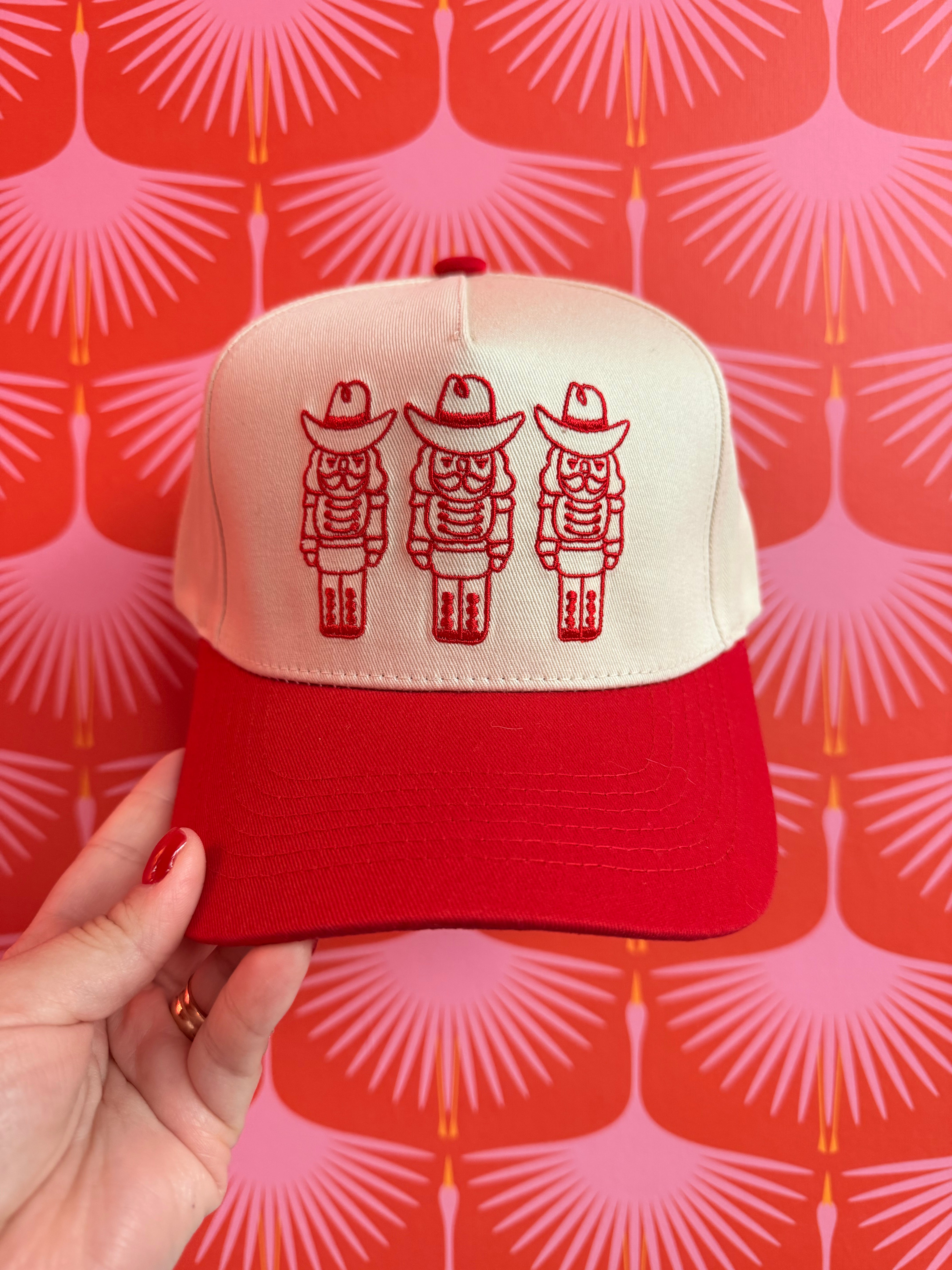 Cowboy Nutcracker Canvas Cap - red