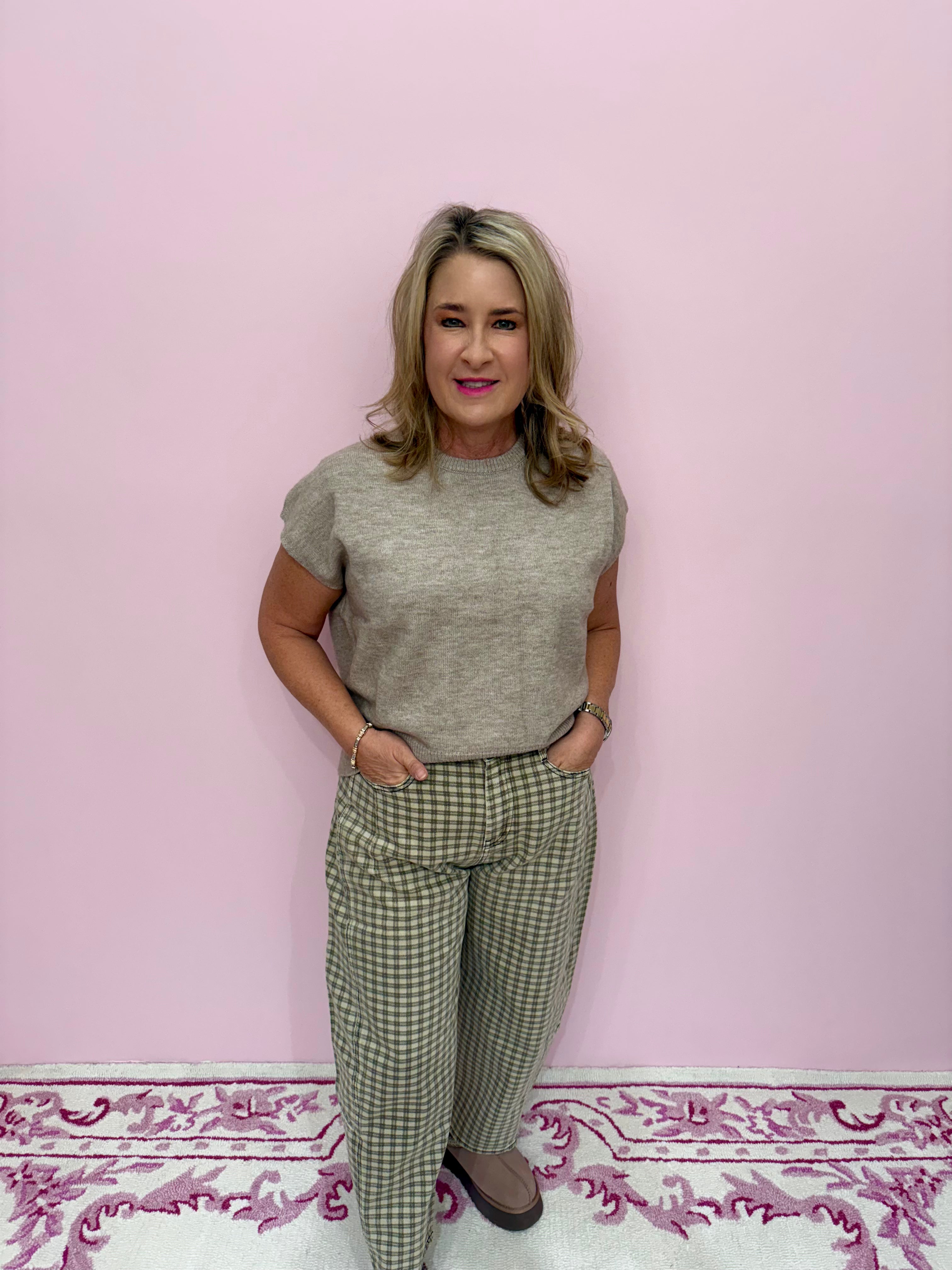 Kit Checkered Barrel Pants