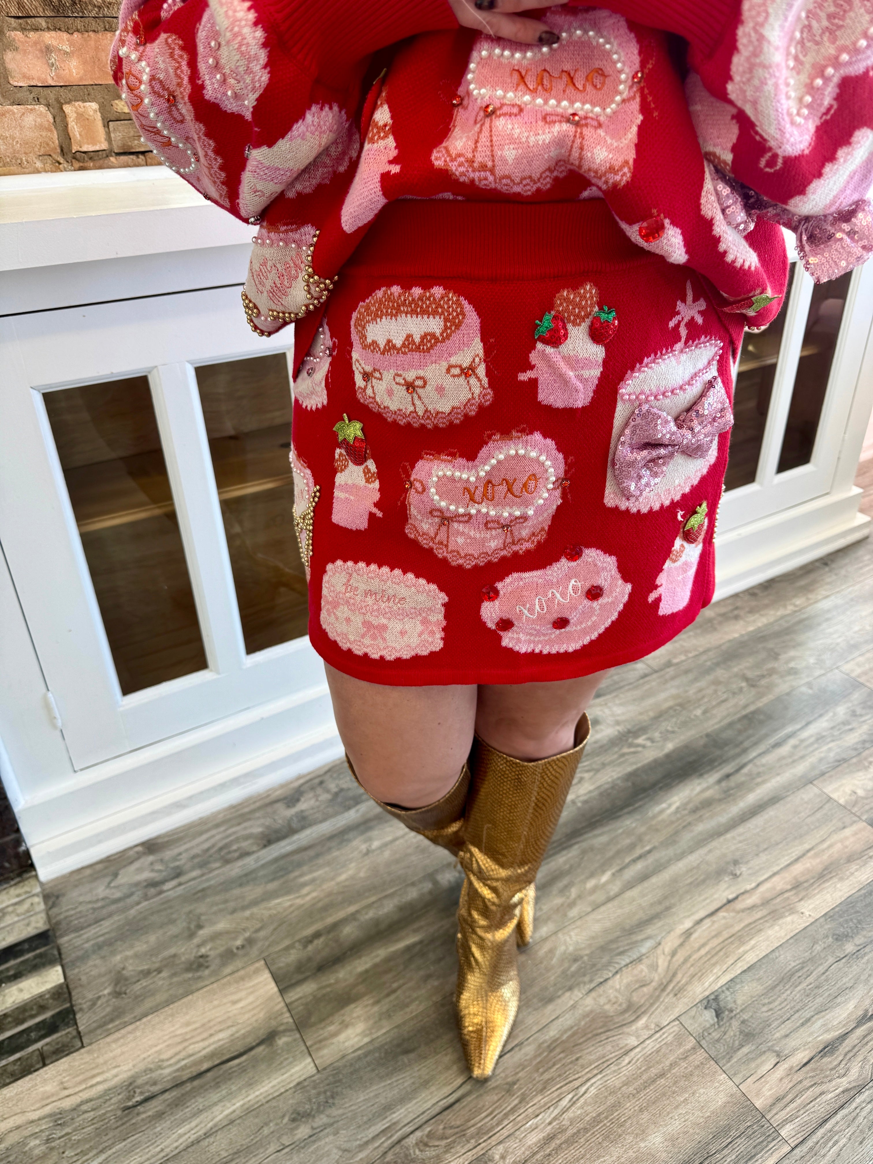 Red Cakes & Pastries Skirt