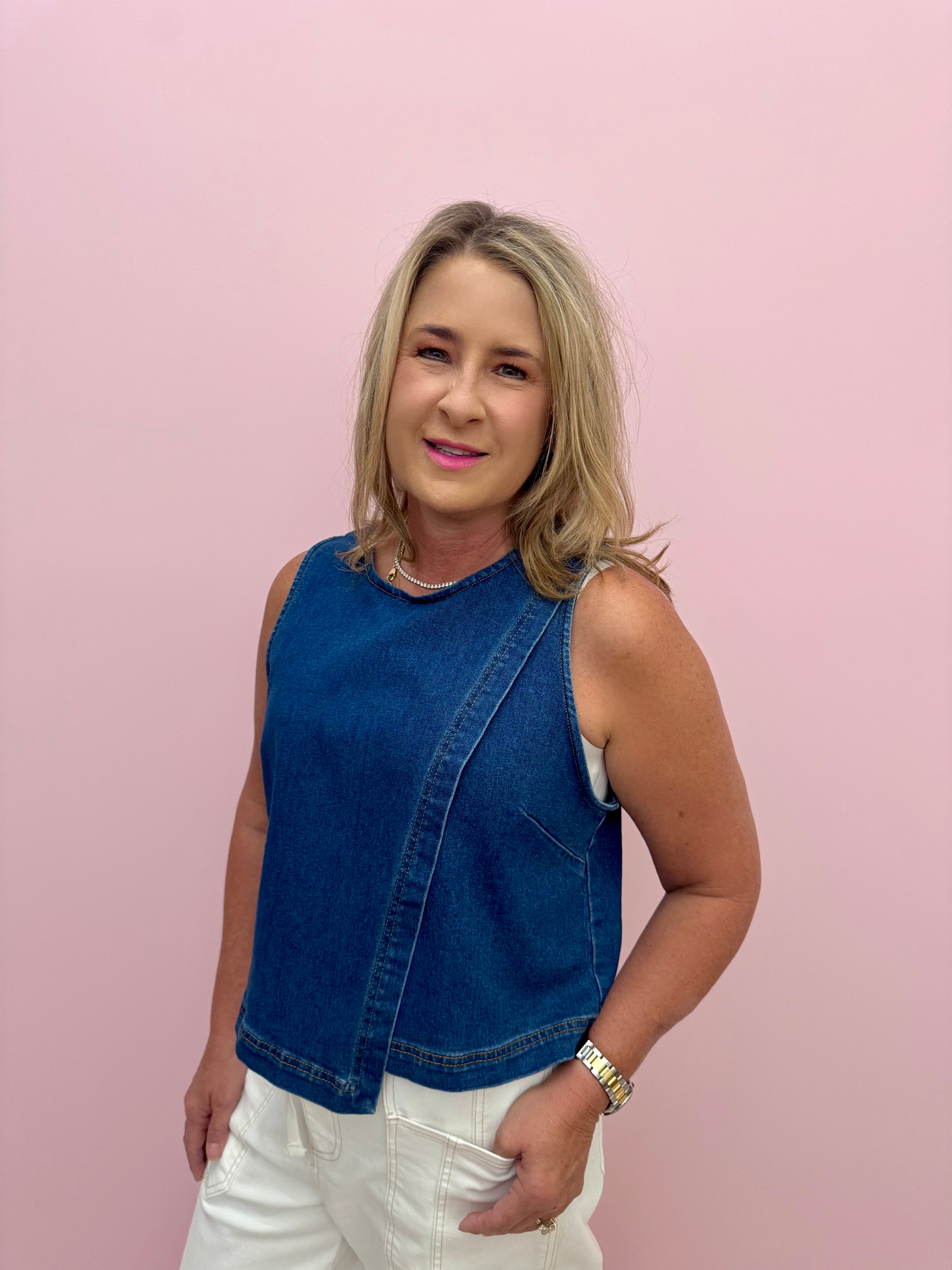 Asymmetric Denim Top