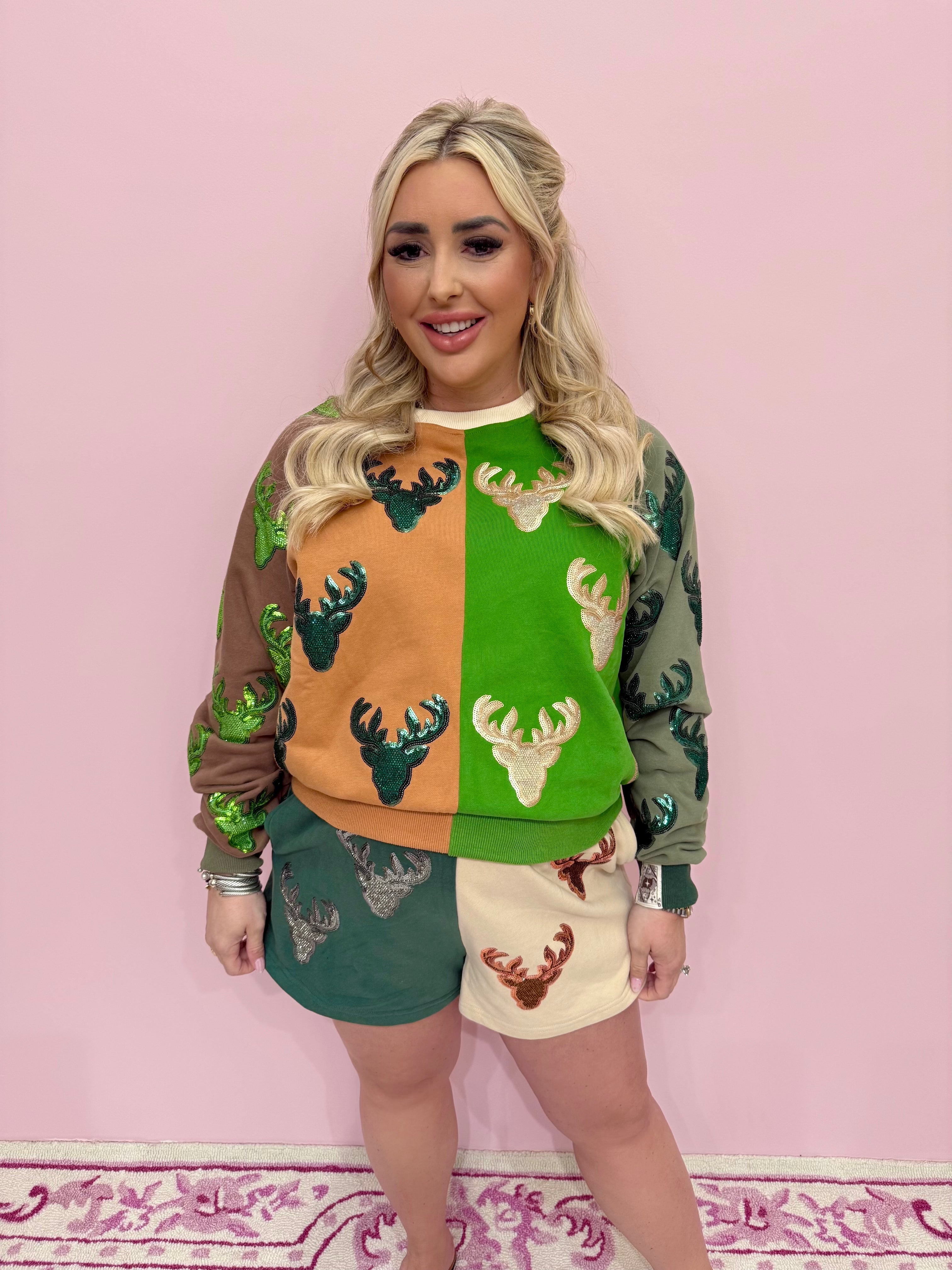 Colorblock Deer Head Short - Queen Of Sparkles