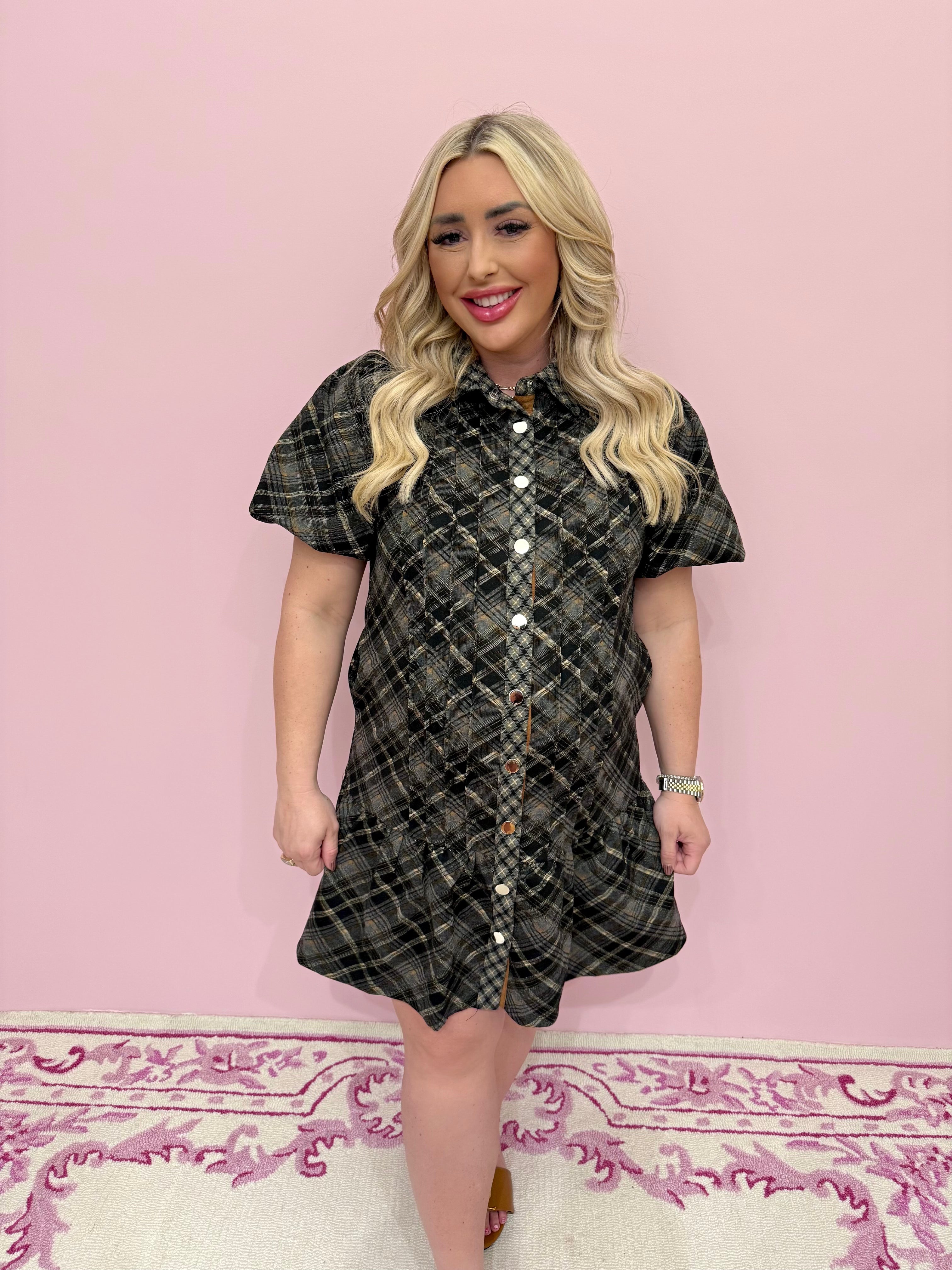 Matilda Plaid Suede Dress