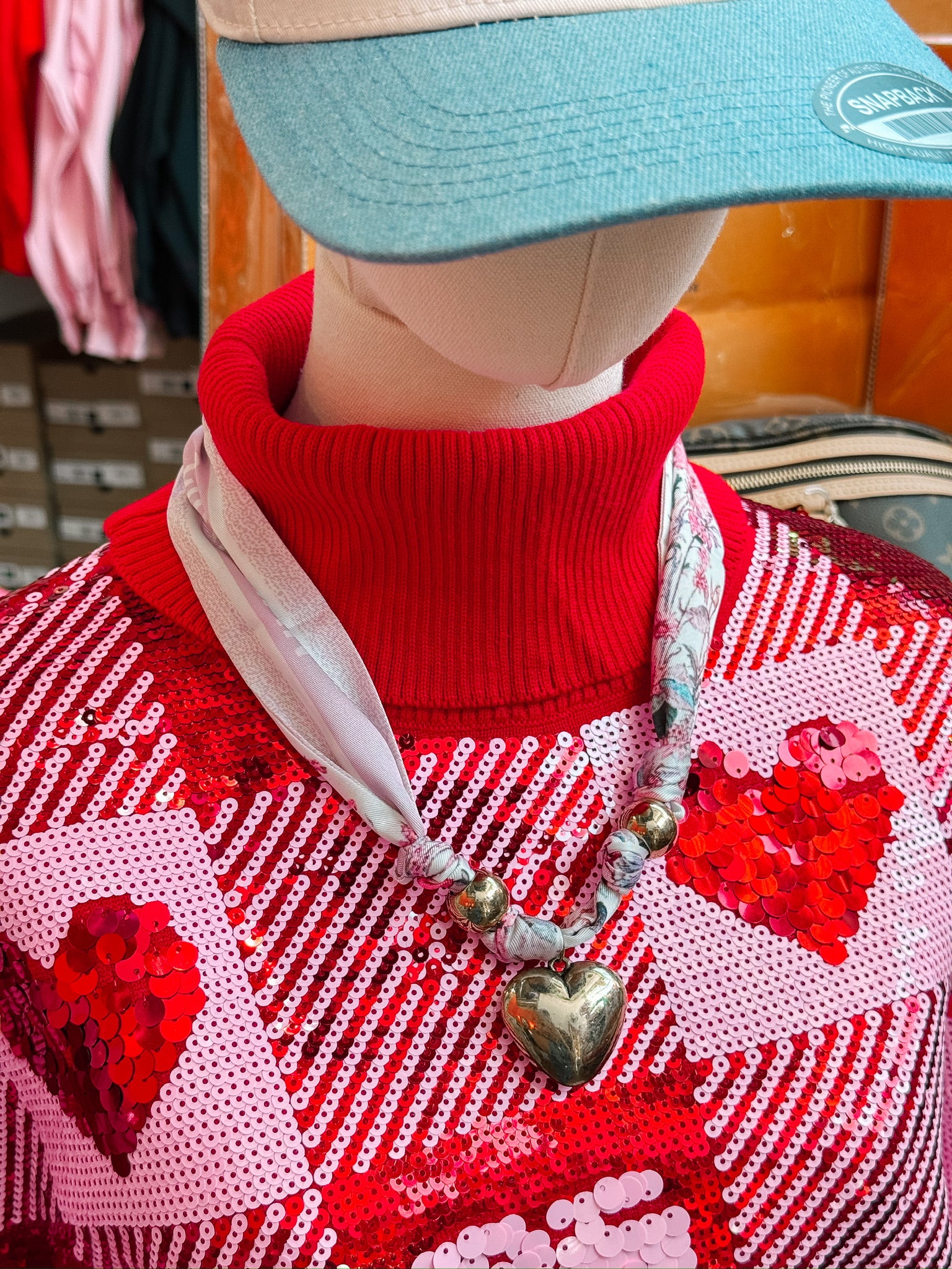 Scarf Necklace Single Heart