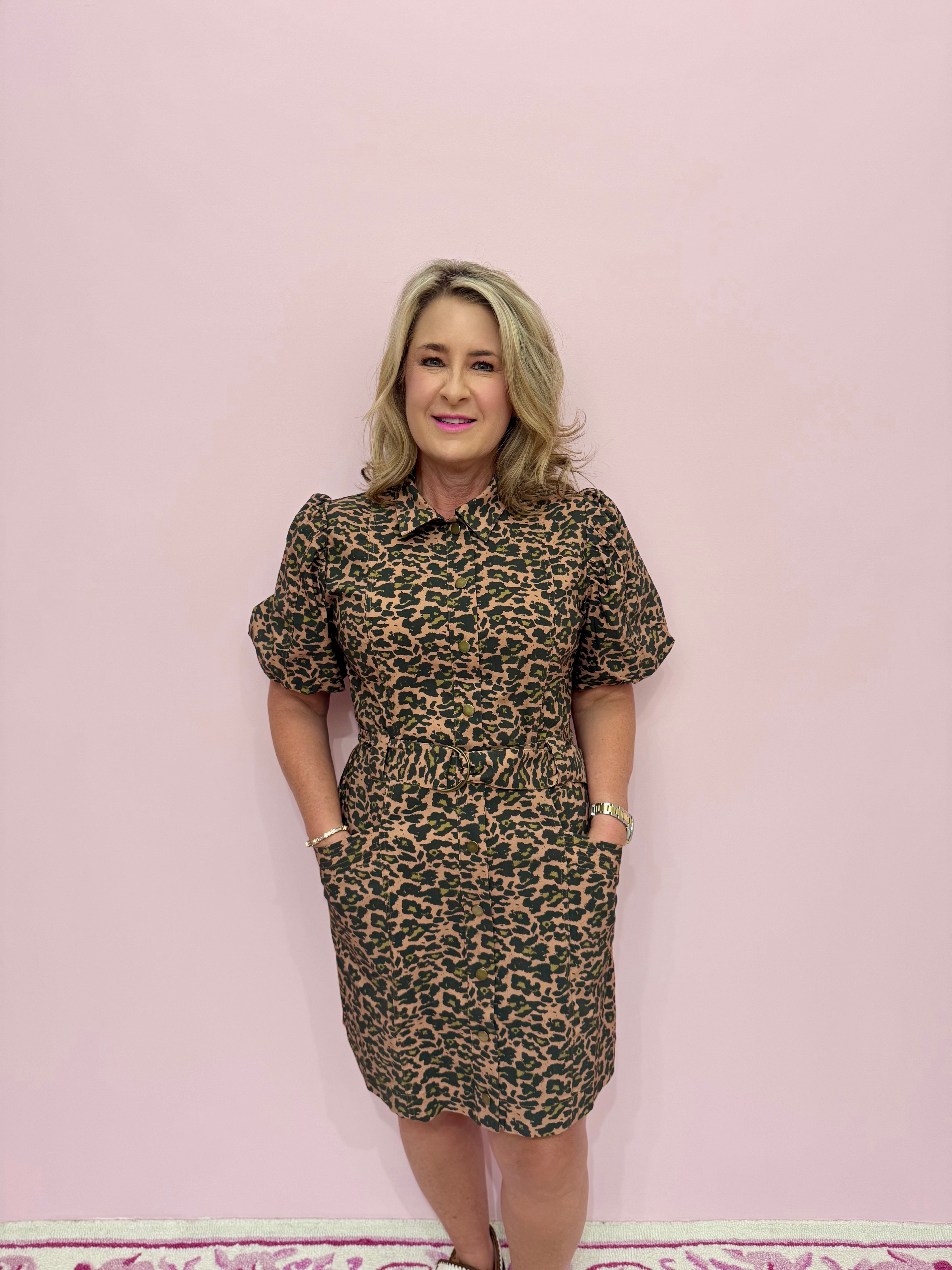 Sia Leopard Belted Dress