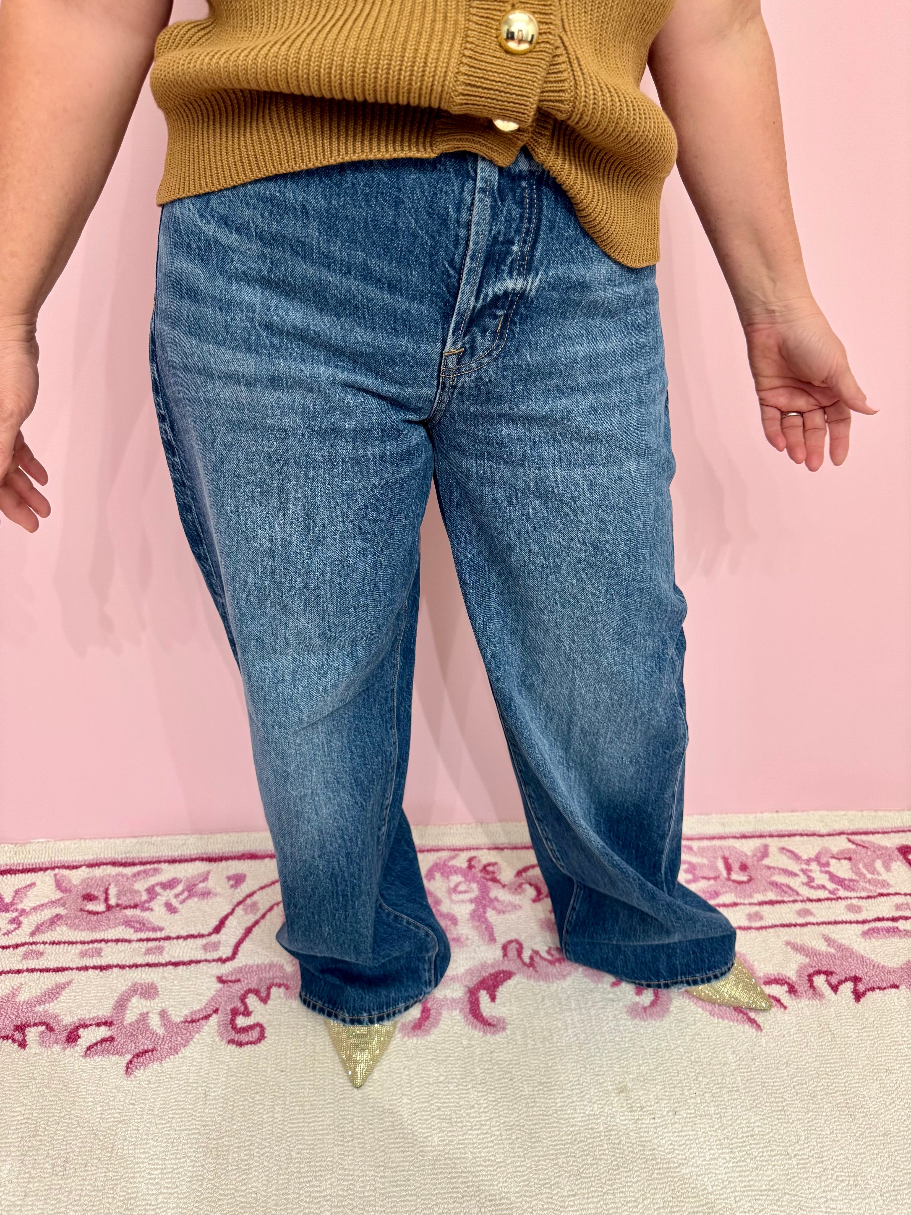 Tate High Rise Bowed Wide Leg Jean