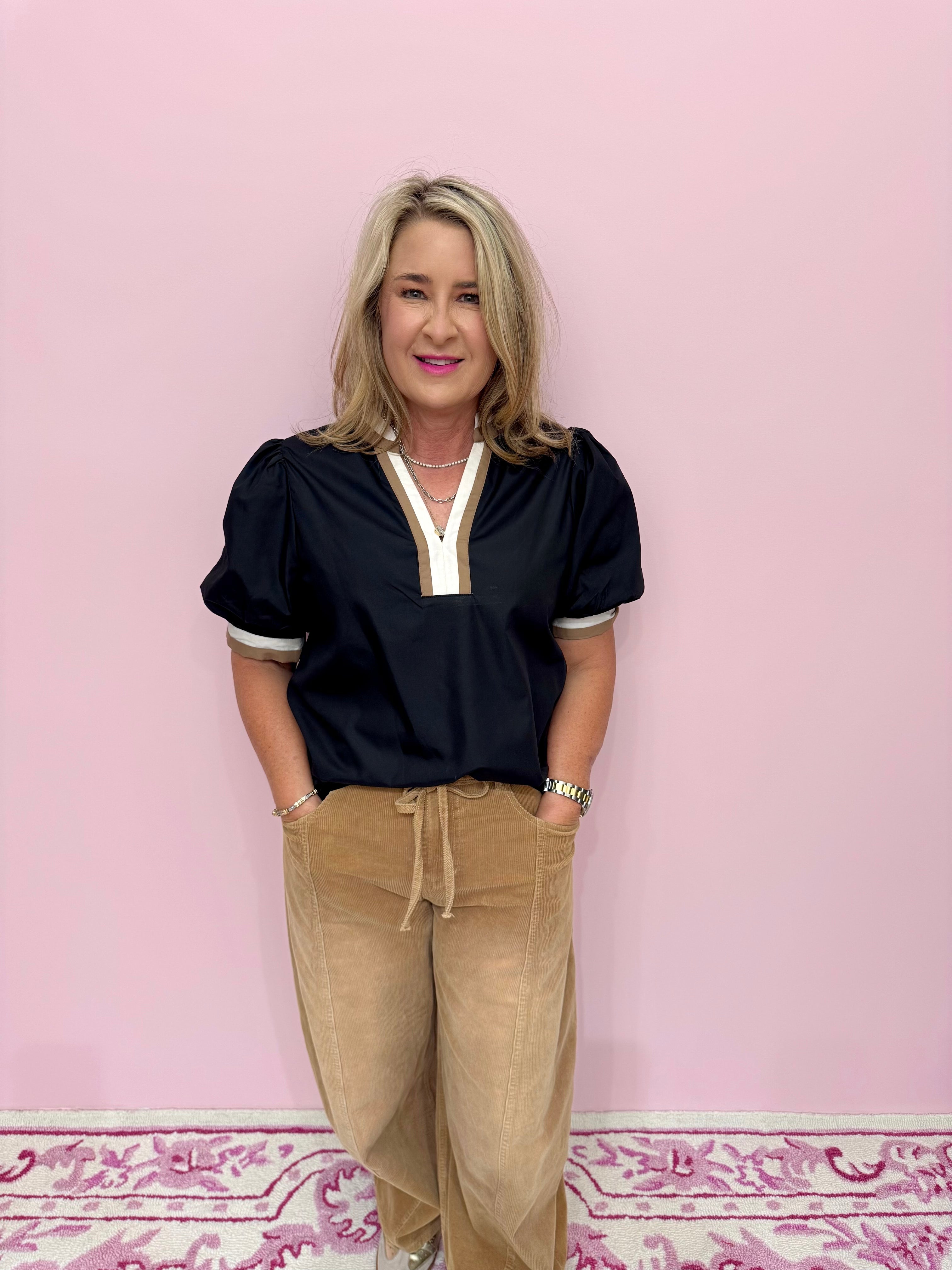 Waist Tie Detail Washed Corduroy Pants