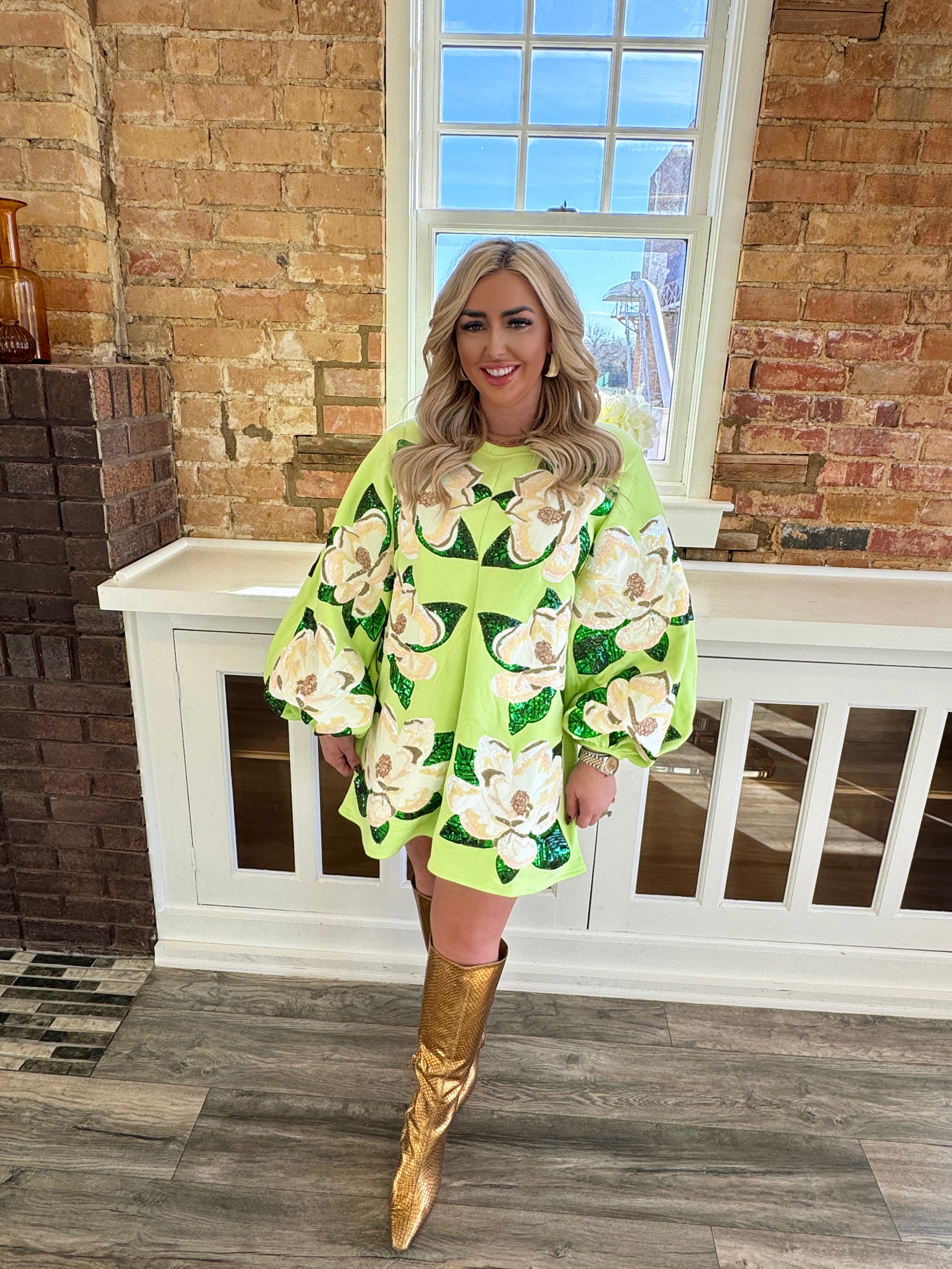 Green Magnolias Dress