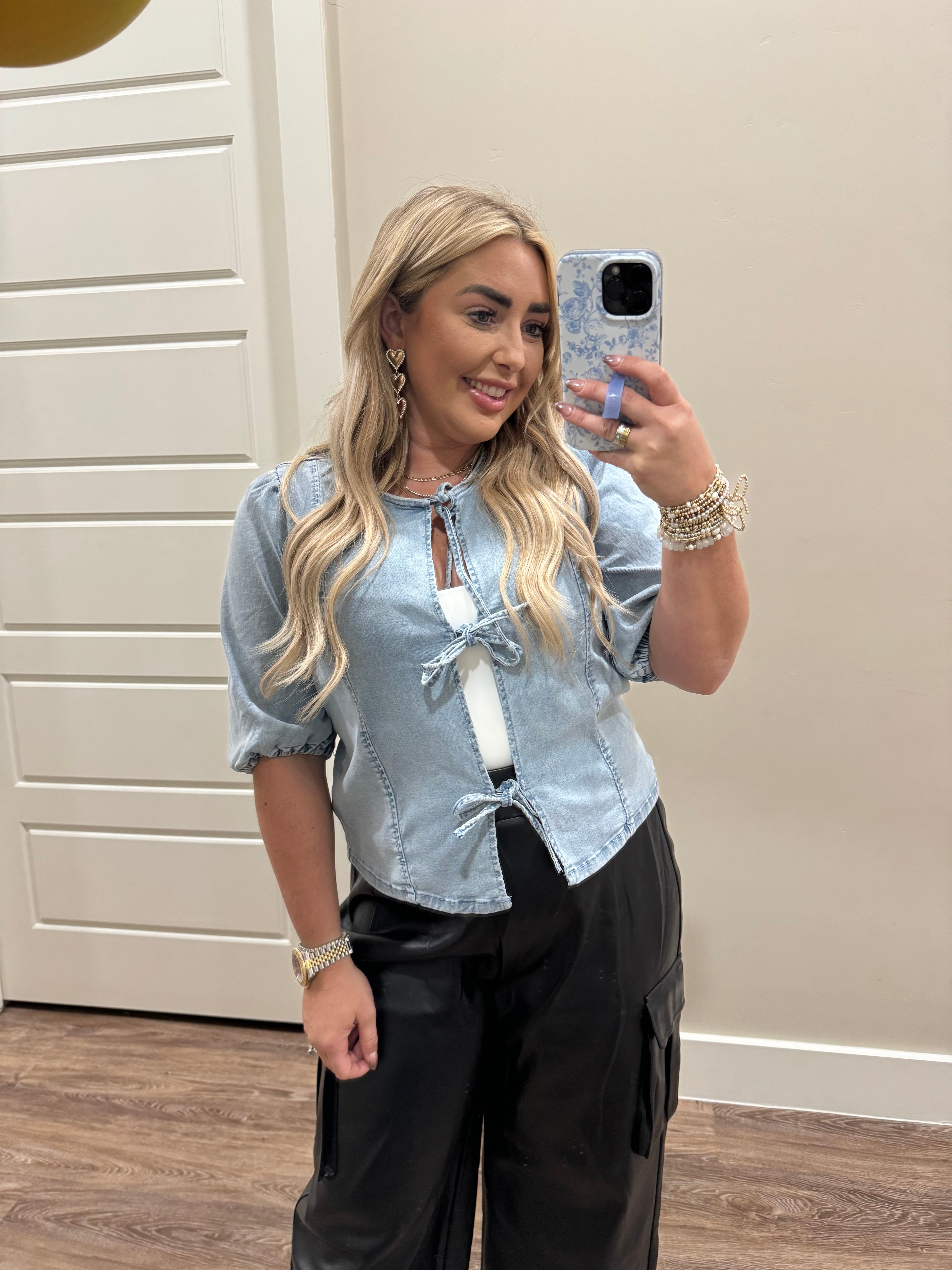 Evelyn Denim Top