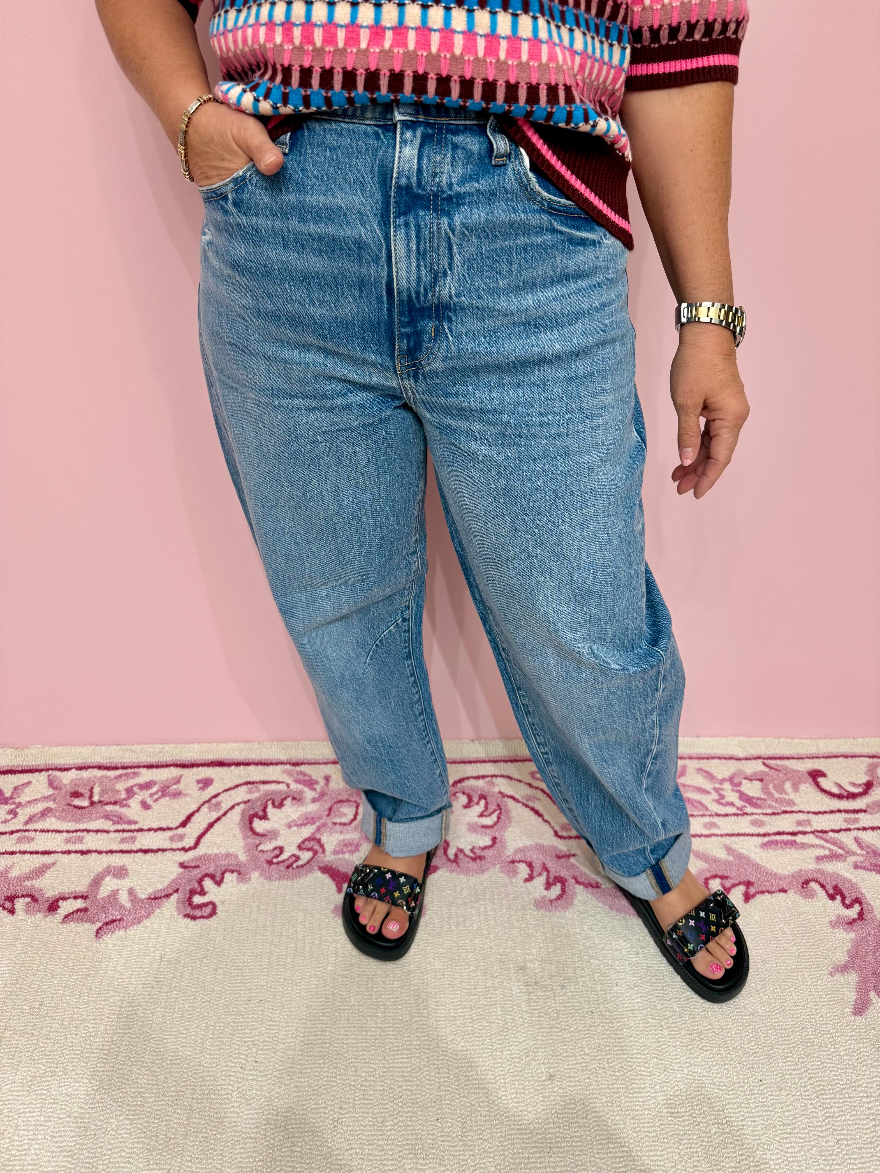 Venice Barrel Leg Cuffed Jean In The Blues