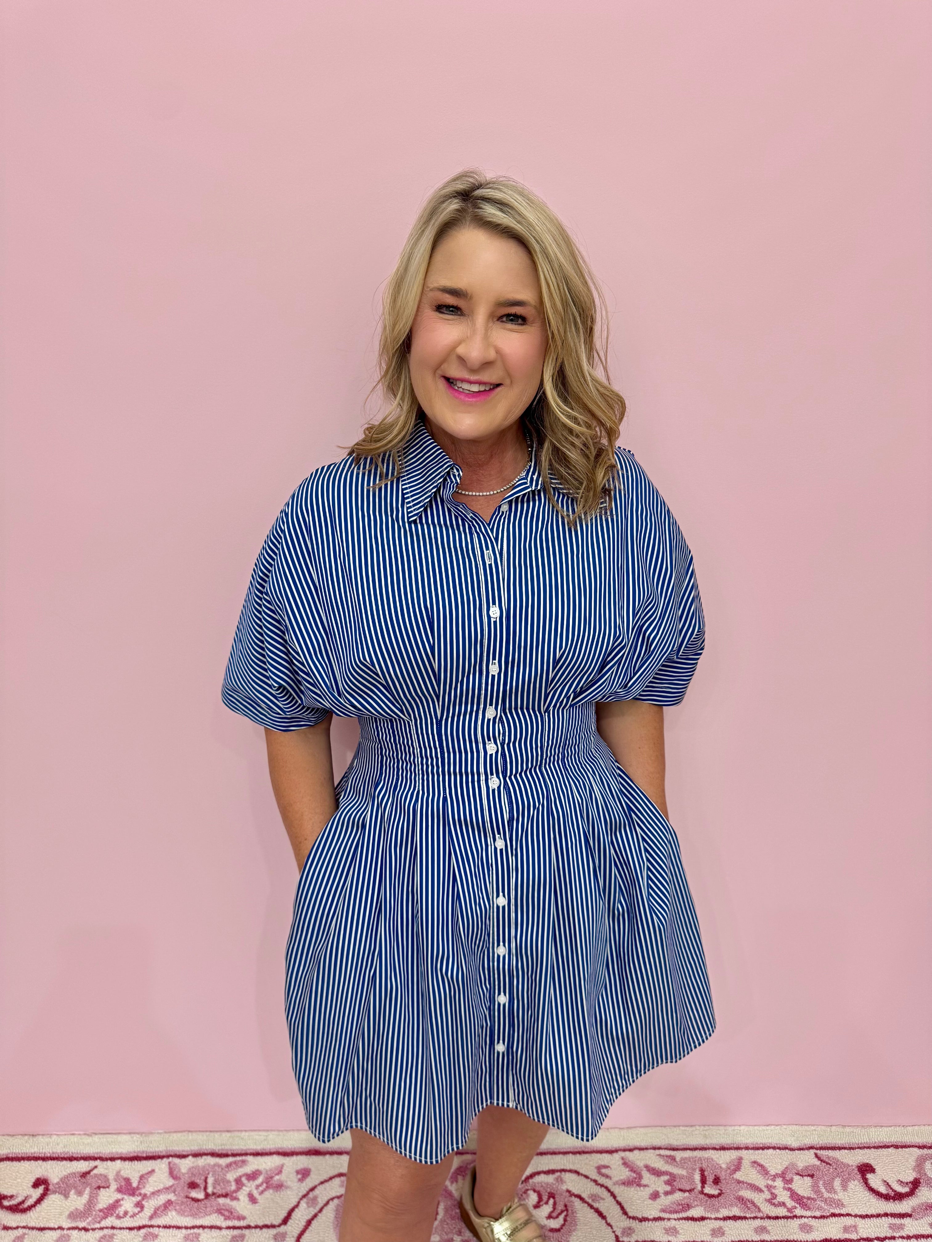 Kila Striped Pleated Mini Dress