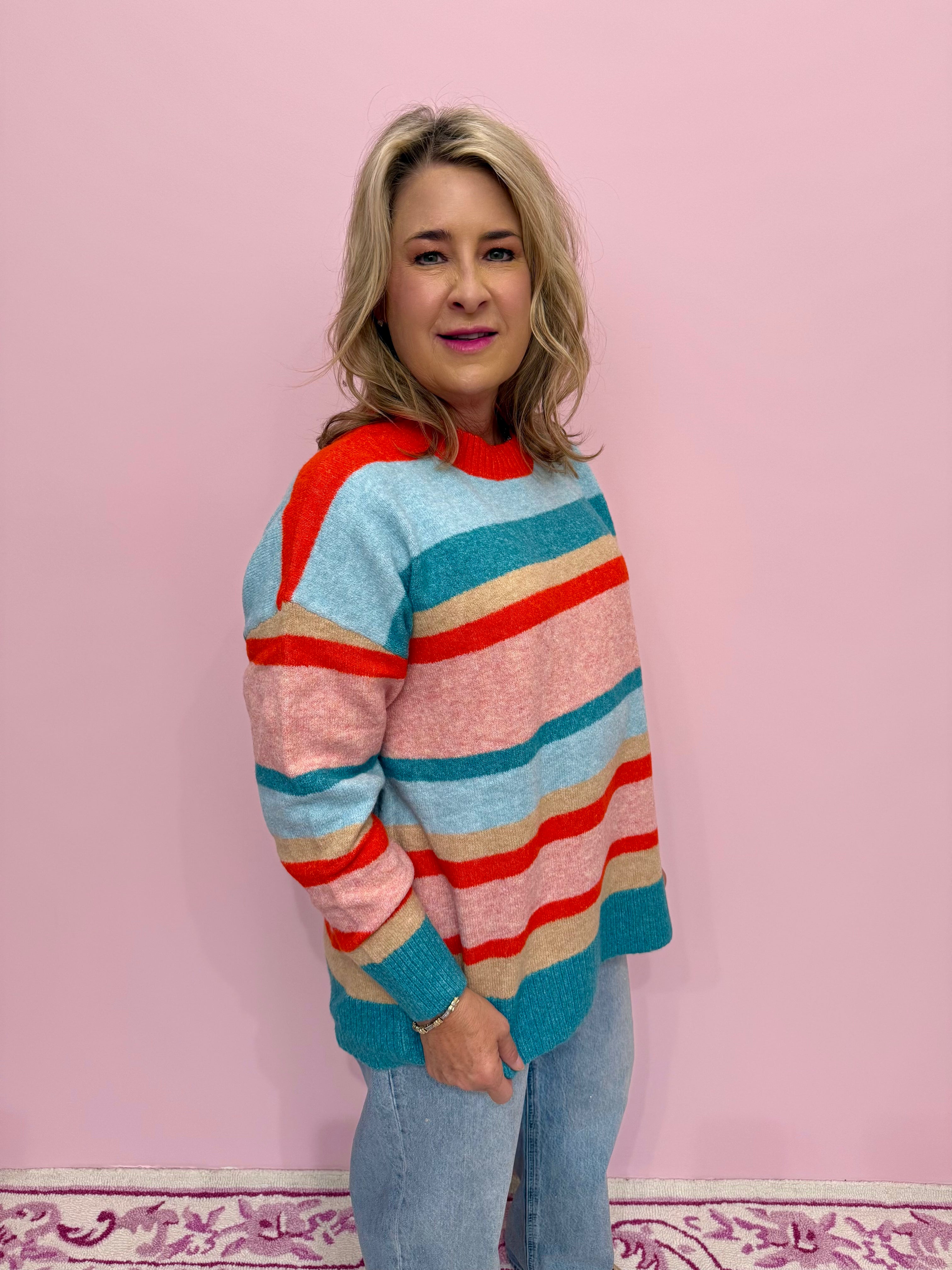 Sylas Striped Sweater Blue & Orange