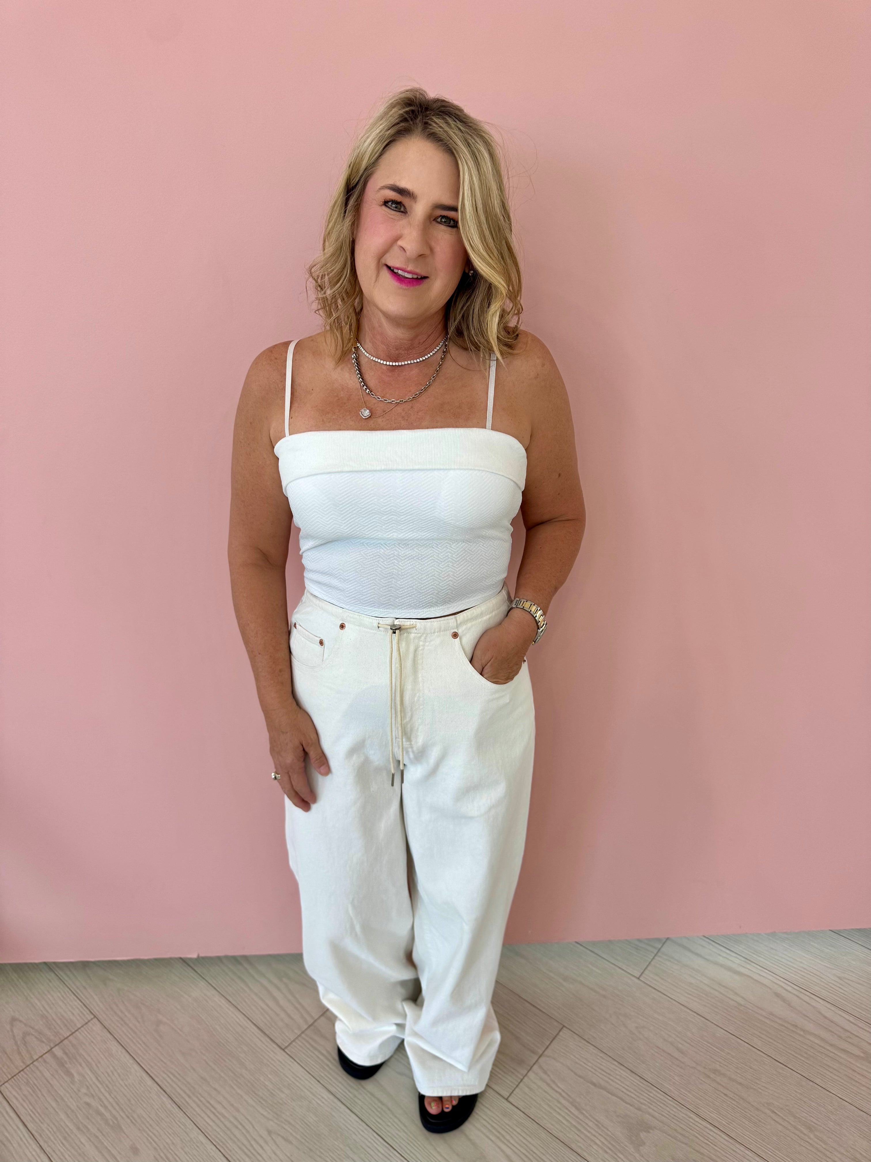 Fold Over Neckline Tank