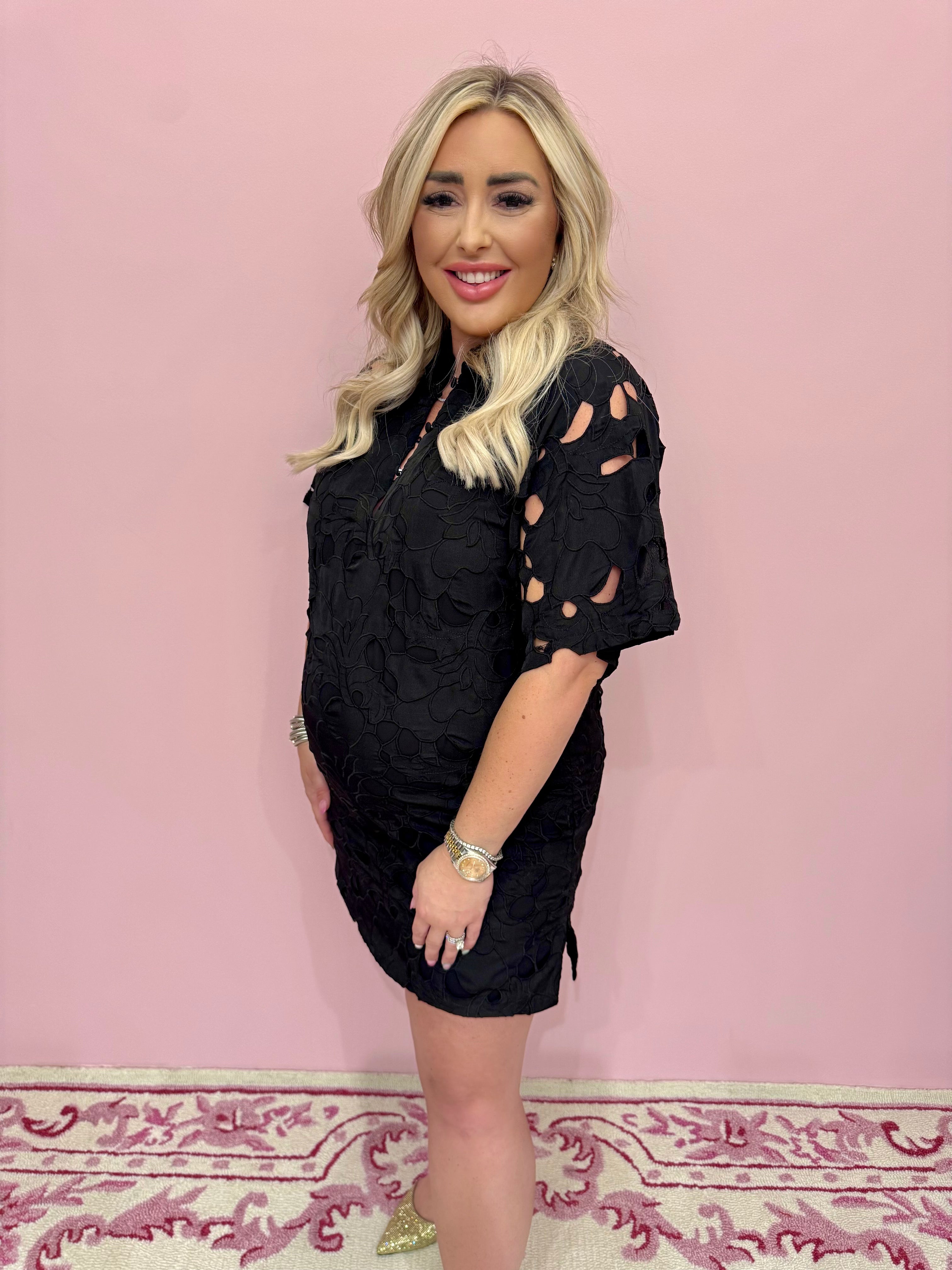 Lulu Onyx Floral Mini Dress - BuddyLove