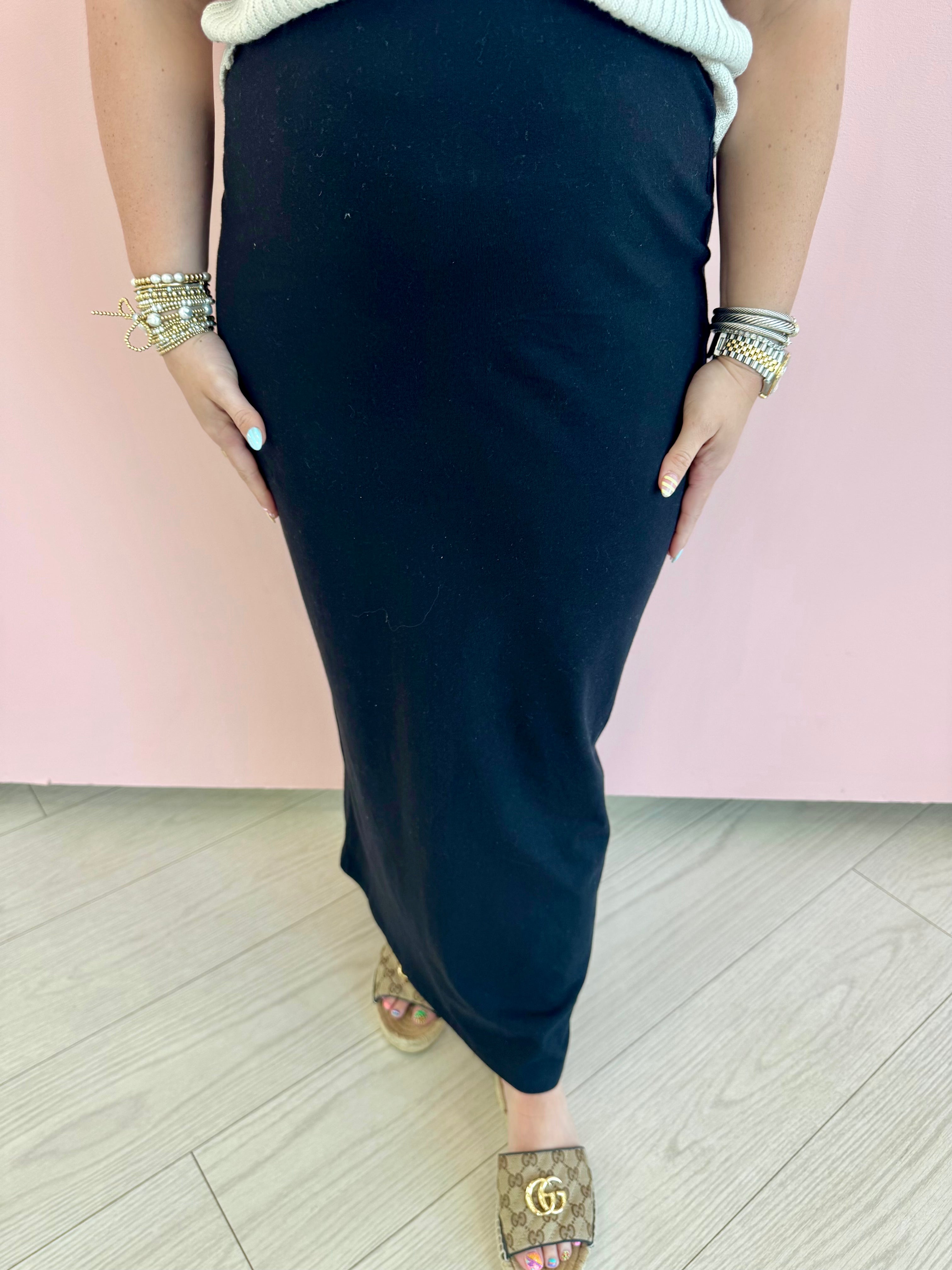 Gail Midi Skirt-Black