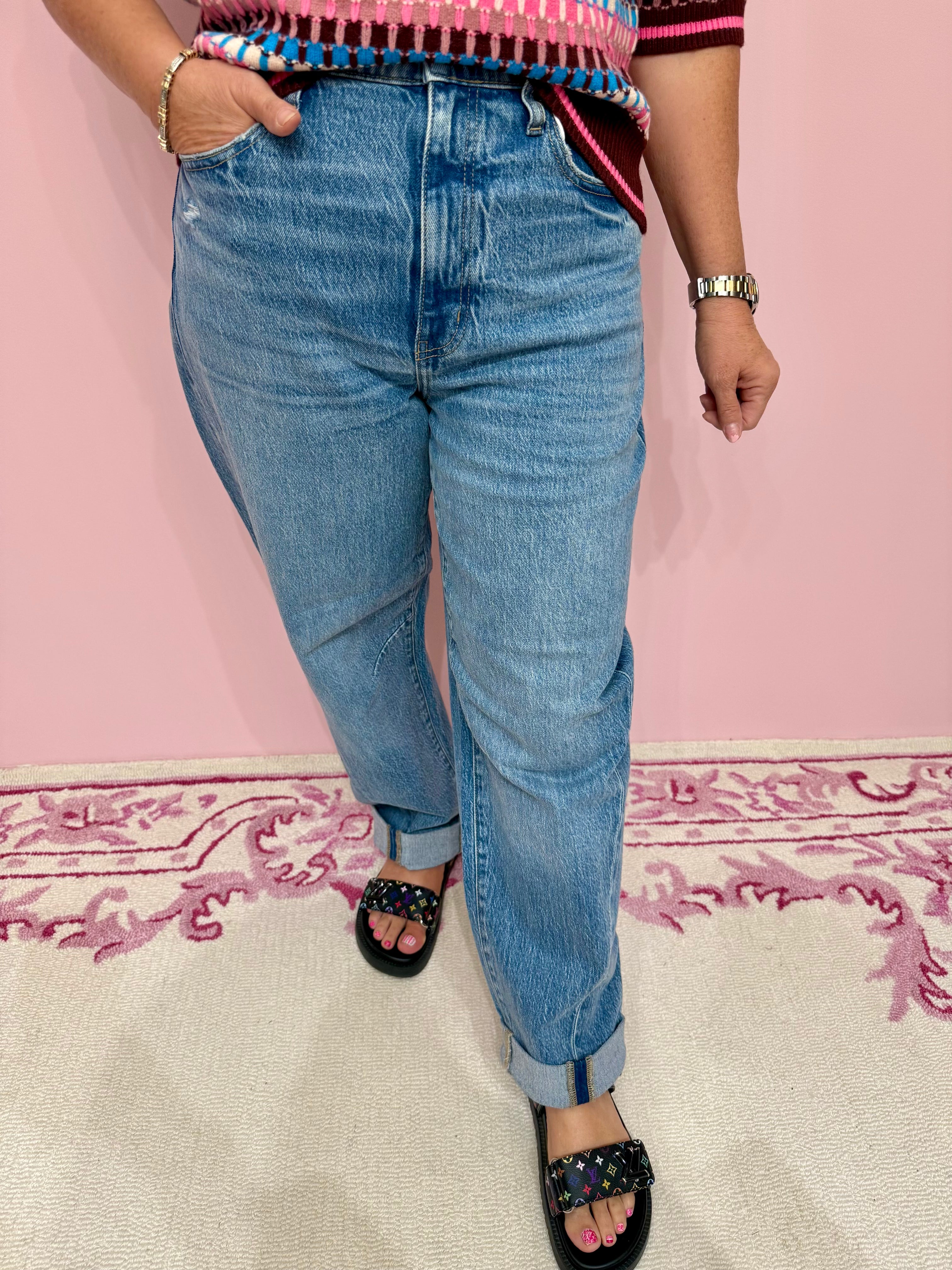 Venice Barrel Leg Cuffed Jean In The Blues