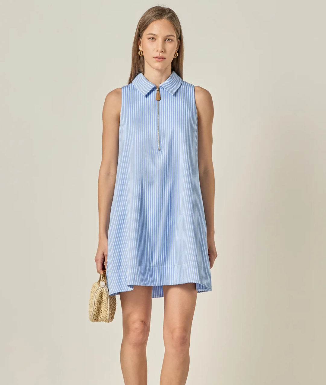 Collared Sleeveless Mini Dress