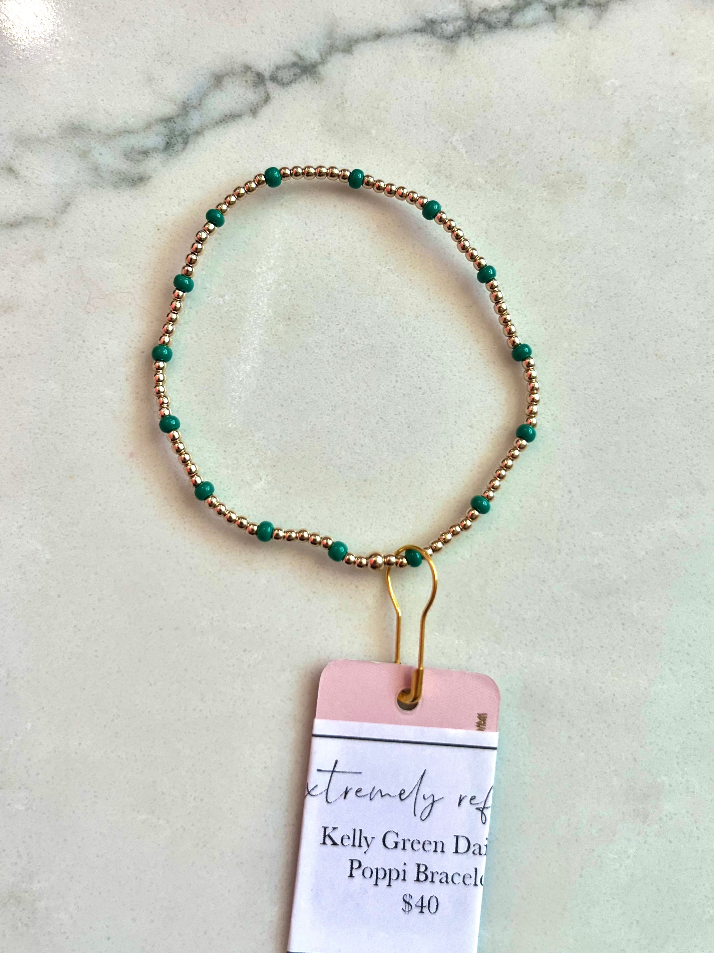 Kelly Green Dainty Poppi Bracelet