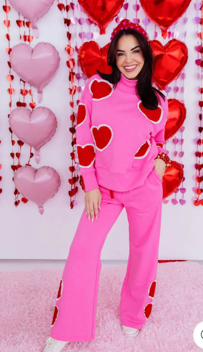 Doily Hearts Flare Sweatpants- Brianna Cannon