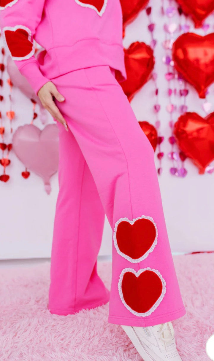 Doily Hearts Flare Sweatpants- Brianna Cannon