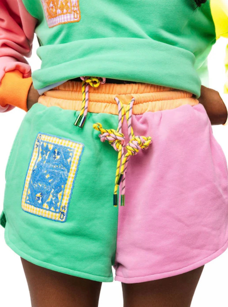 Colorblock QOS Logo Tie Short - Queen Of Sparkles