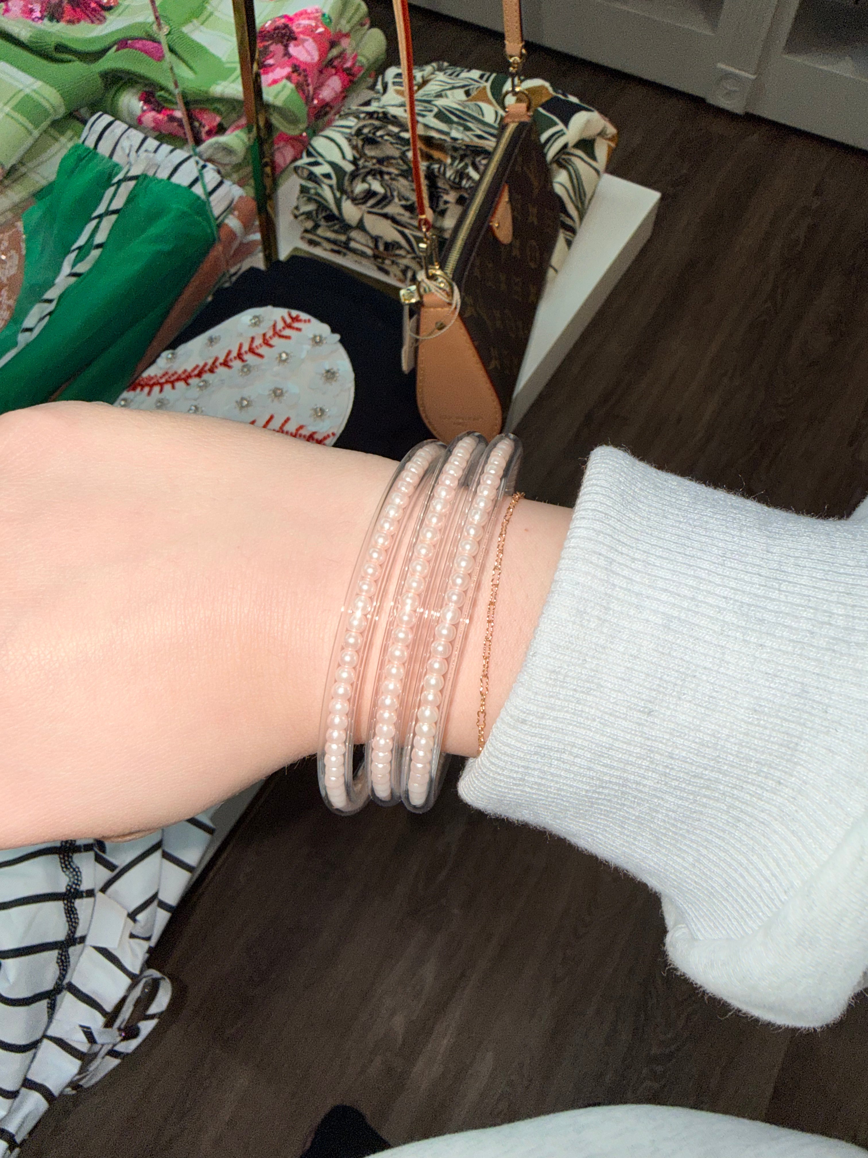 Three Queens All Weather Bangles- Pink Pearl