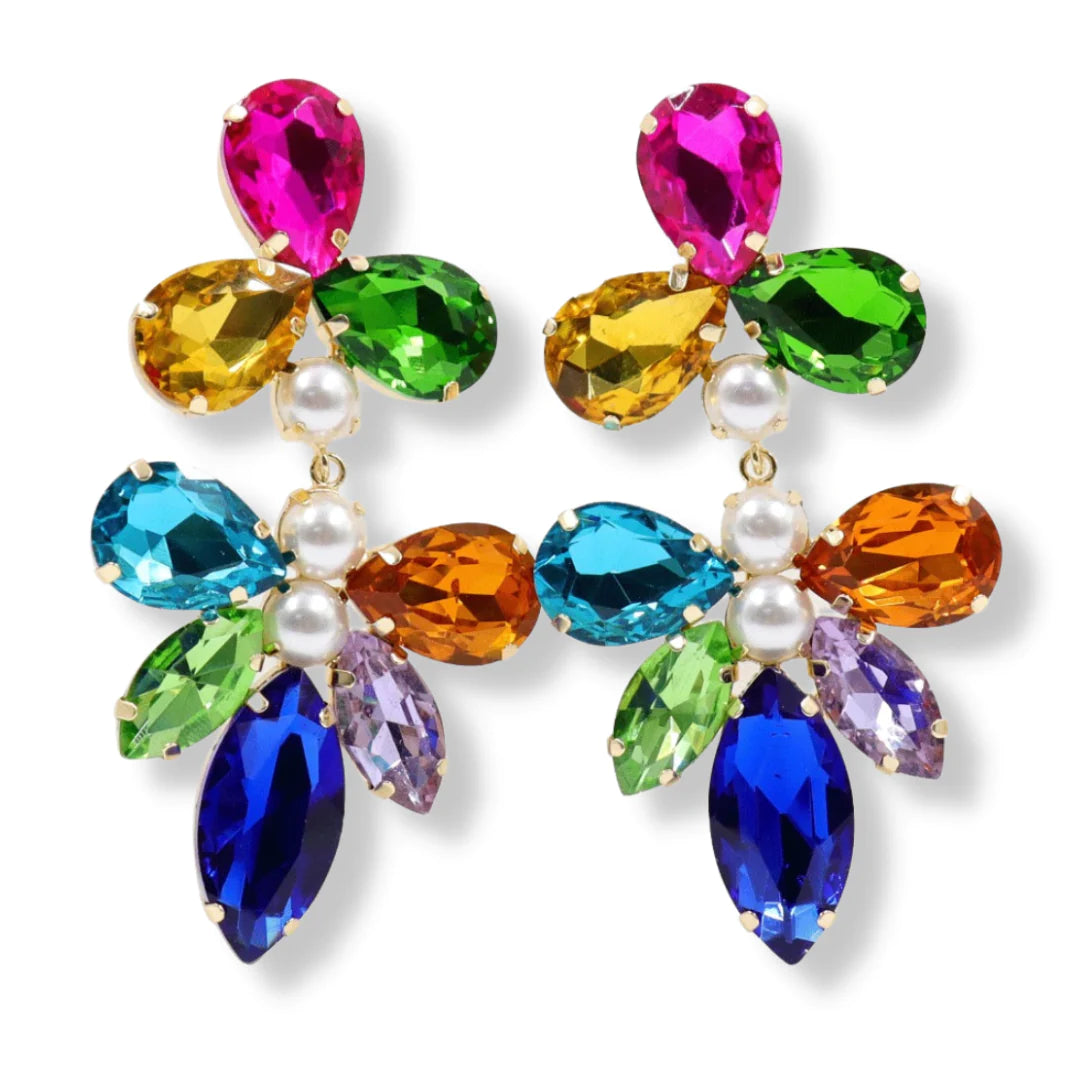 Multi Colored Jeweled Statement Earrings