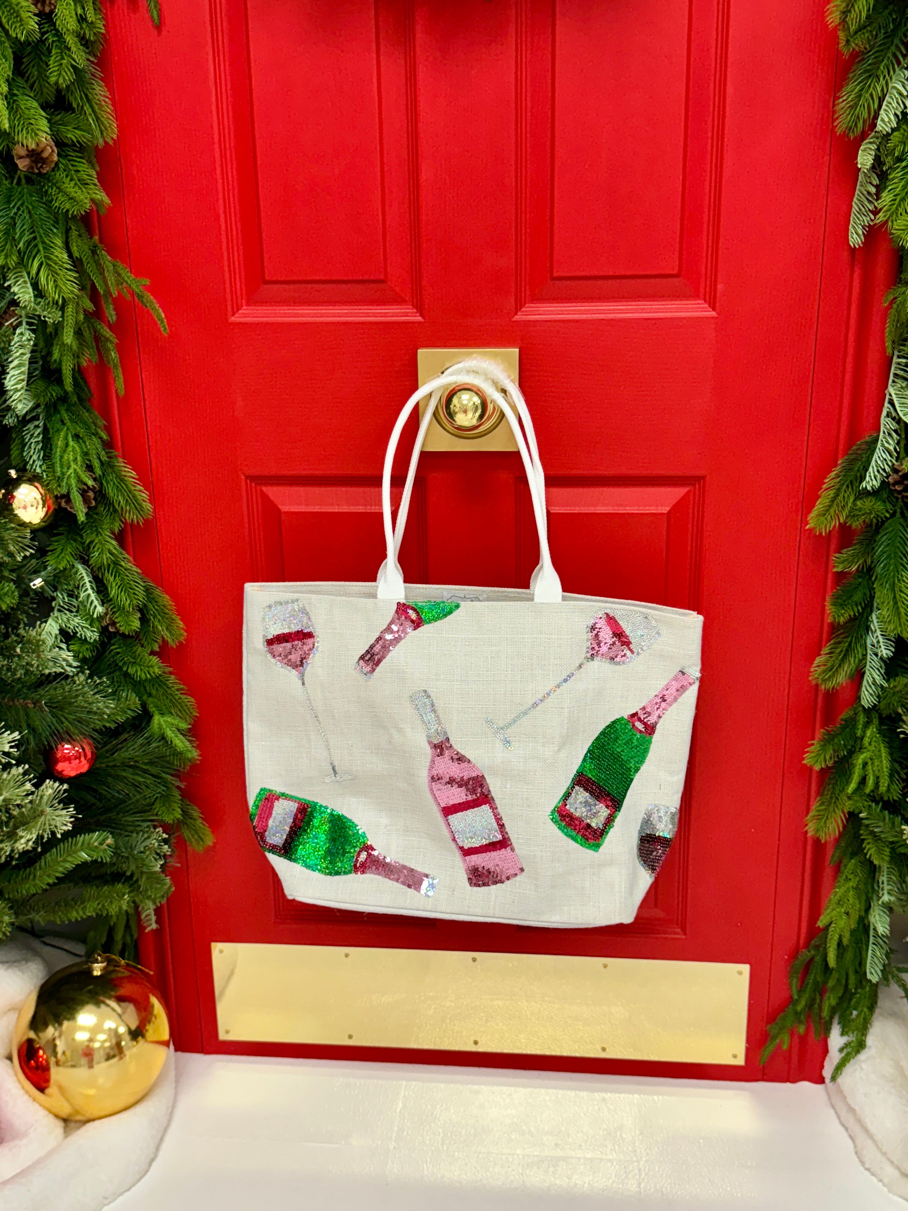 Holiday Sparkle Tote White