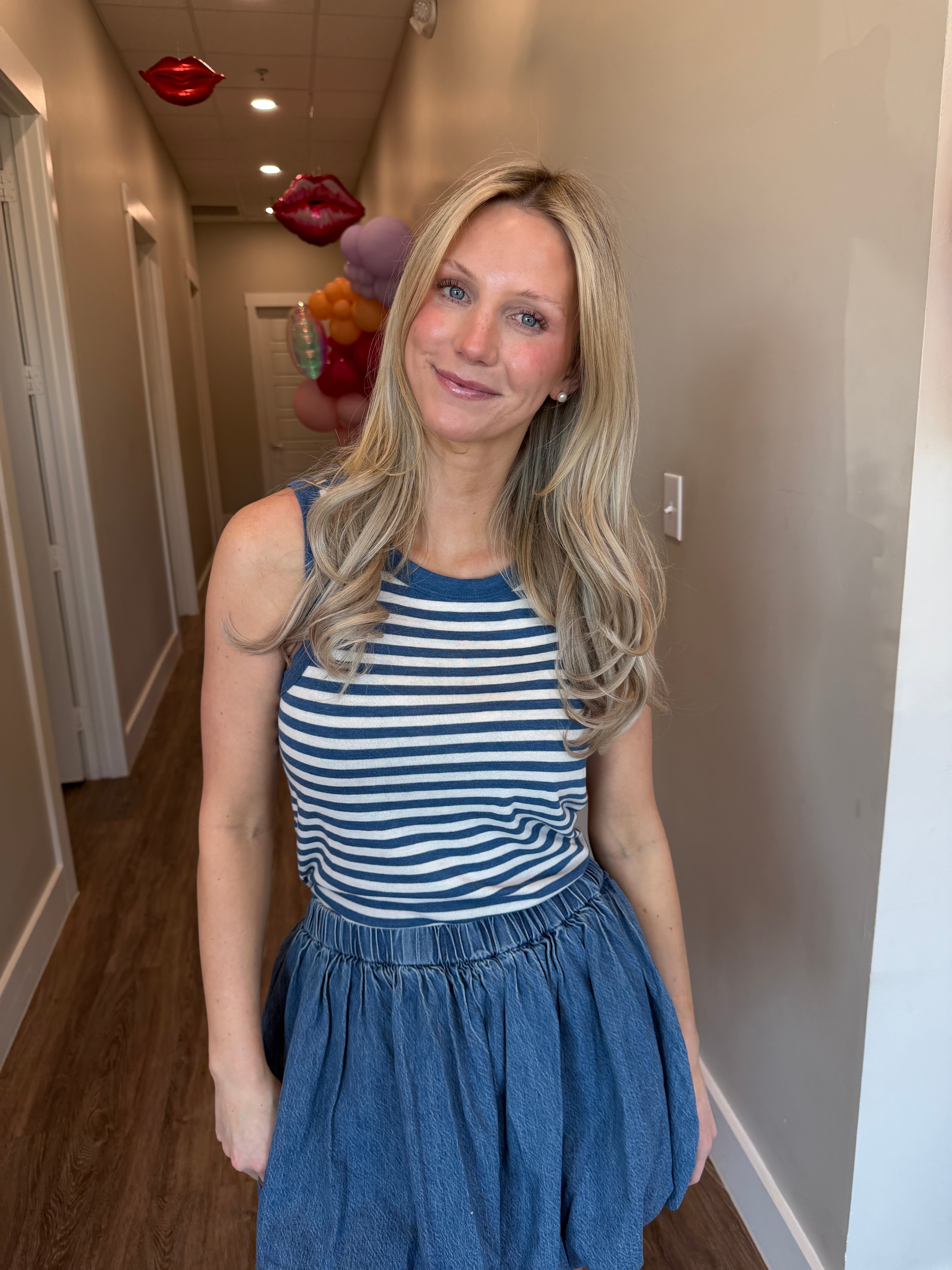 Select Striped Tank Top- Calypso Blue Indigo