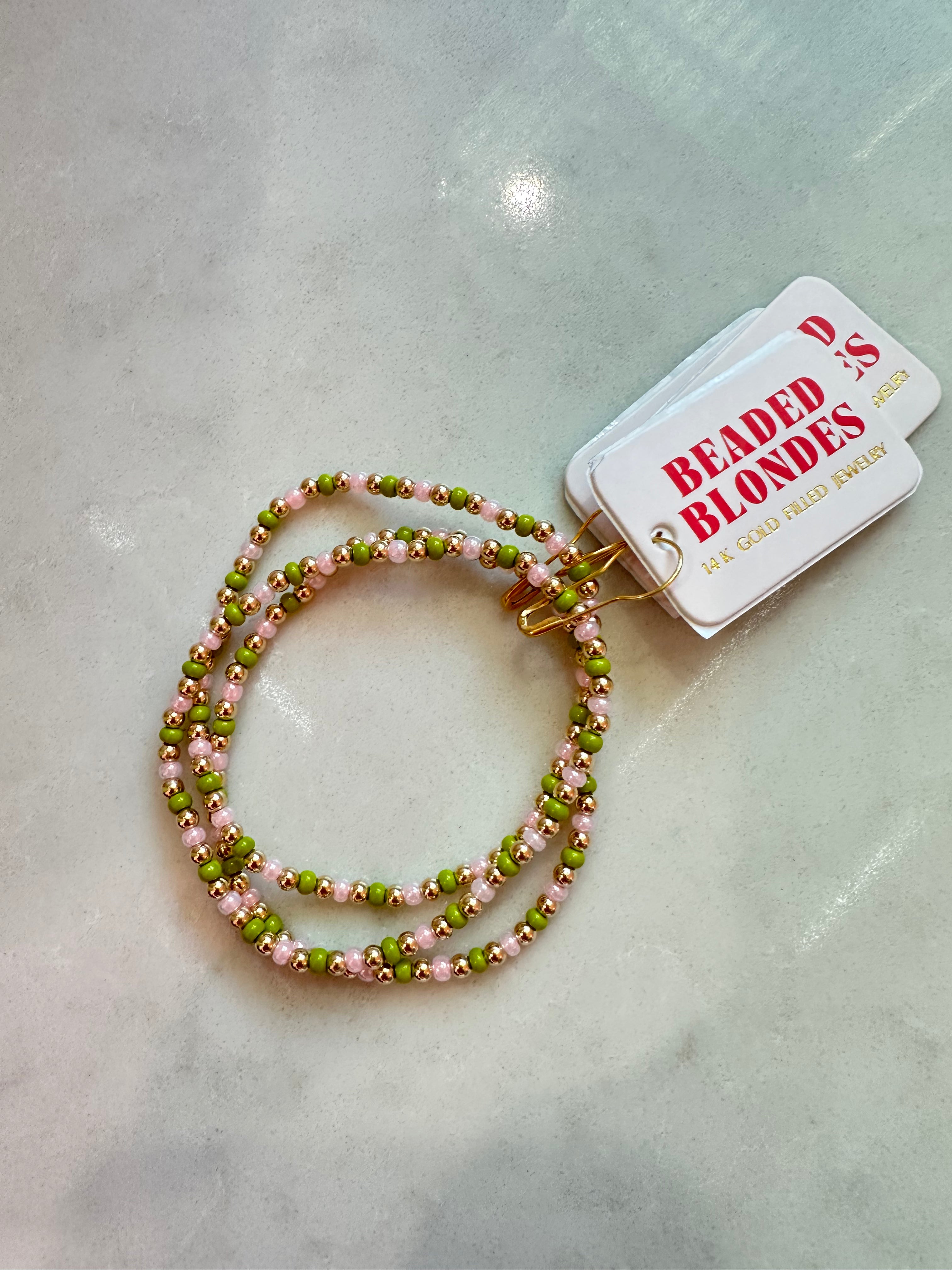Demi Bracelet- Lime Green and Light Pink