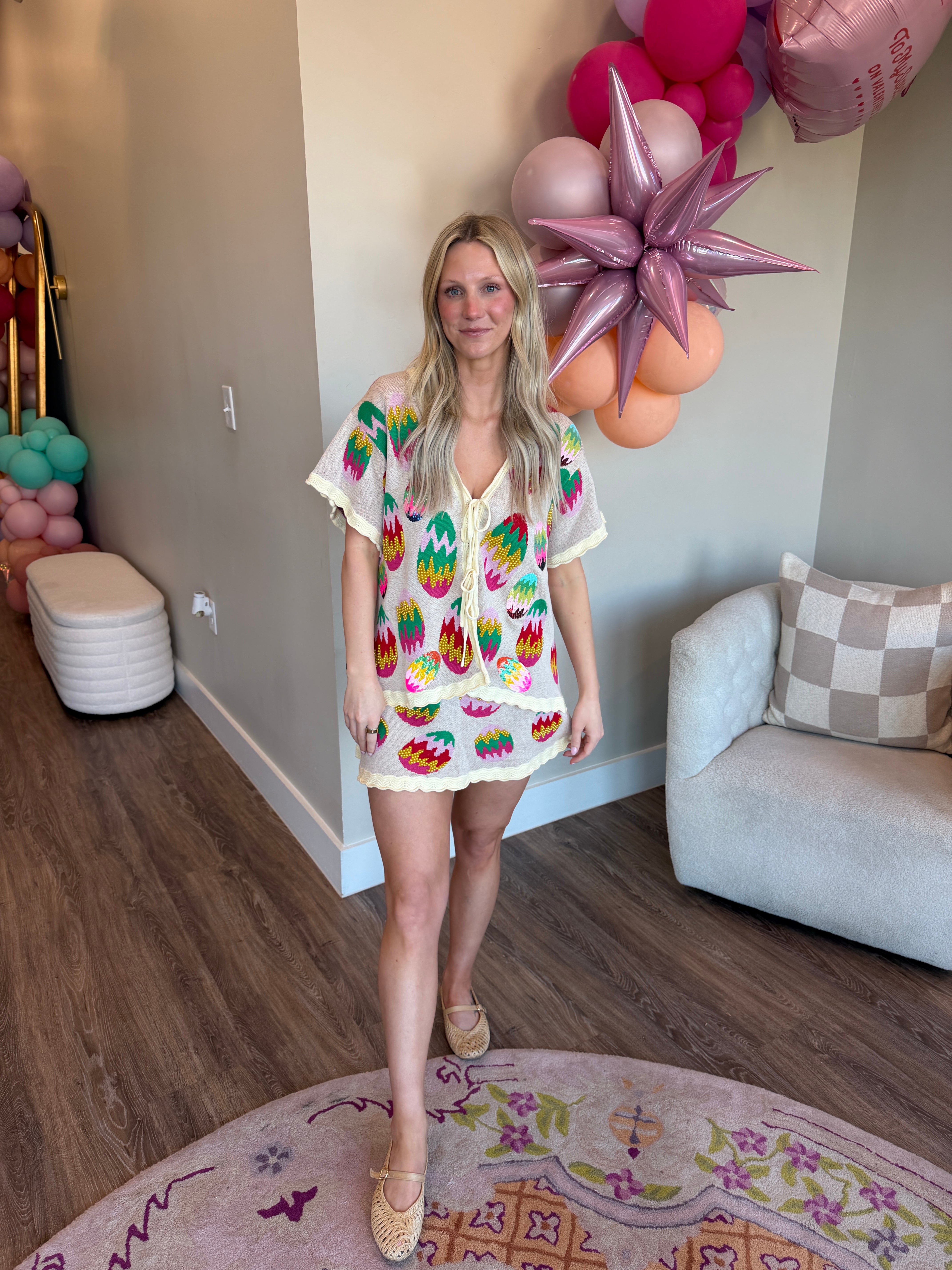 Multi Easter Egg Knit Skirt- QOS