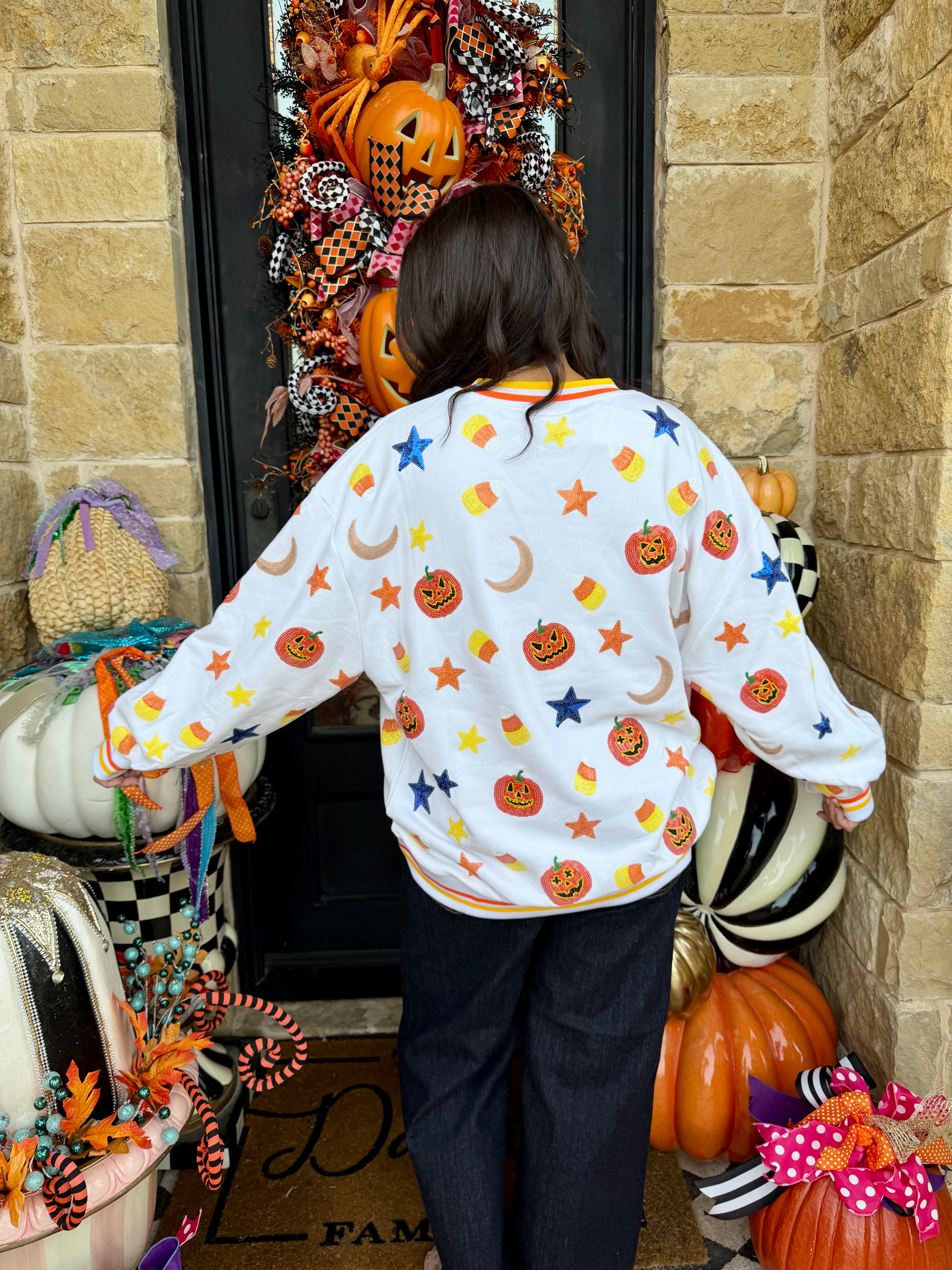 White Pumpkin Icon Sweatshirt- Queen of Sparkles