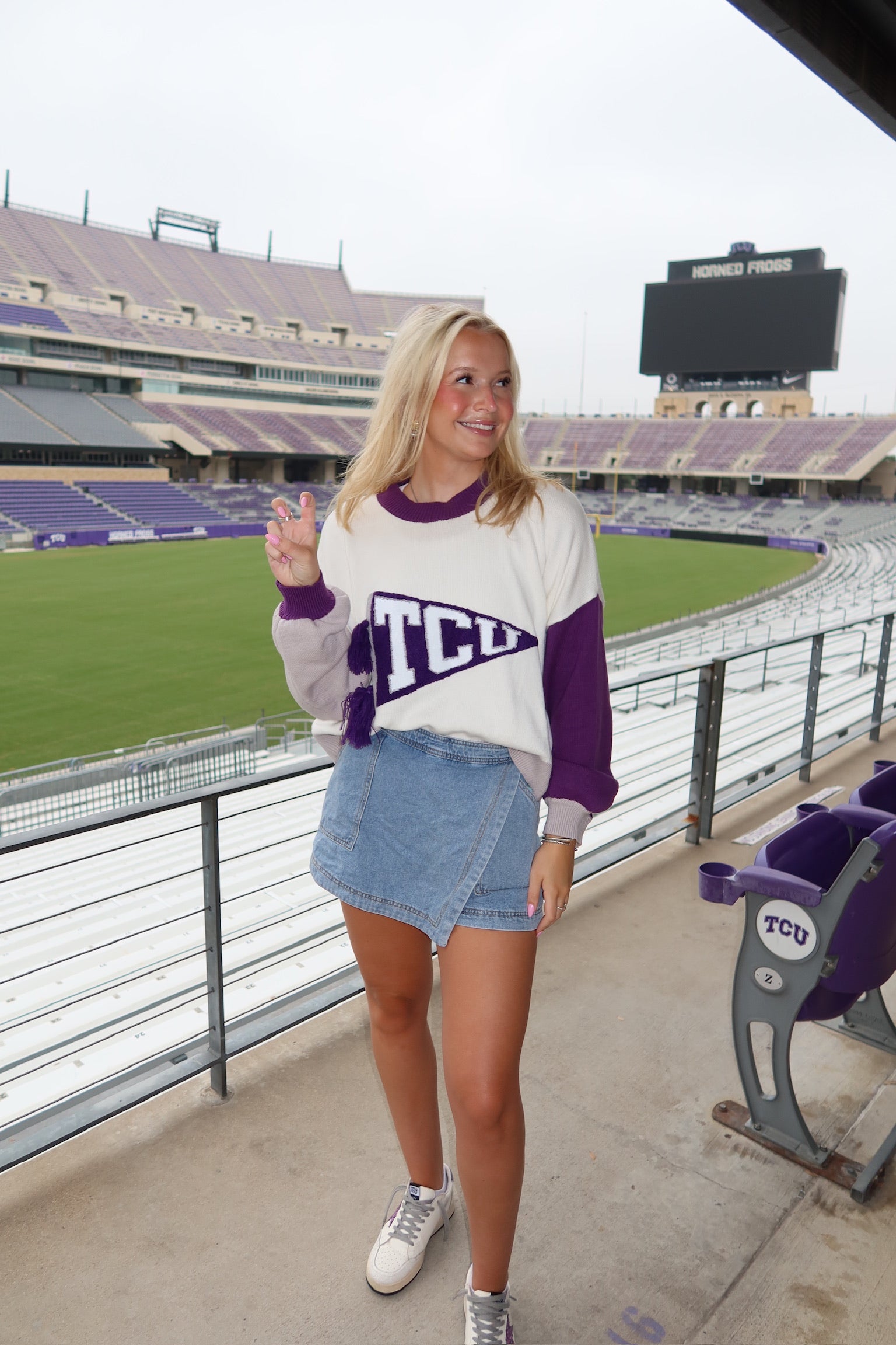 Licensed TCU Pennant Sweater - Queen Of Sparkles