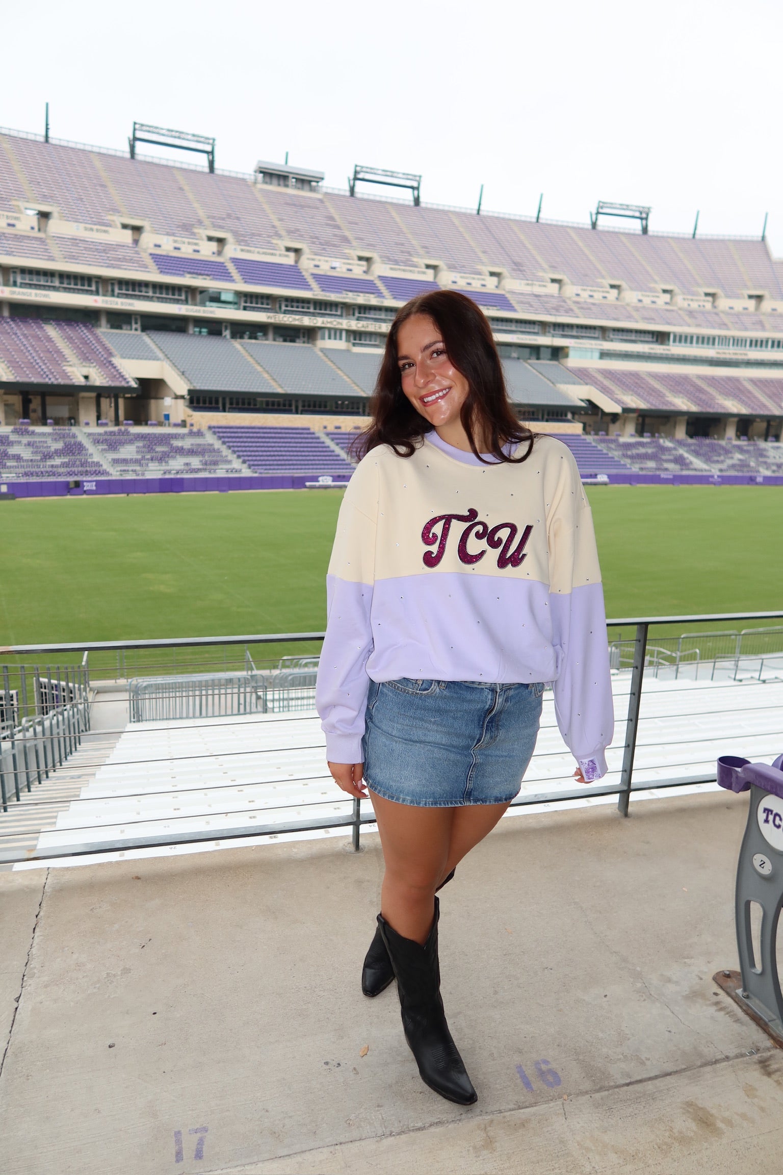 Licensed TCU Pastel Two Tone Sweatshirt - Queen Of Sparkles