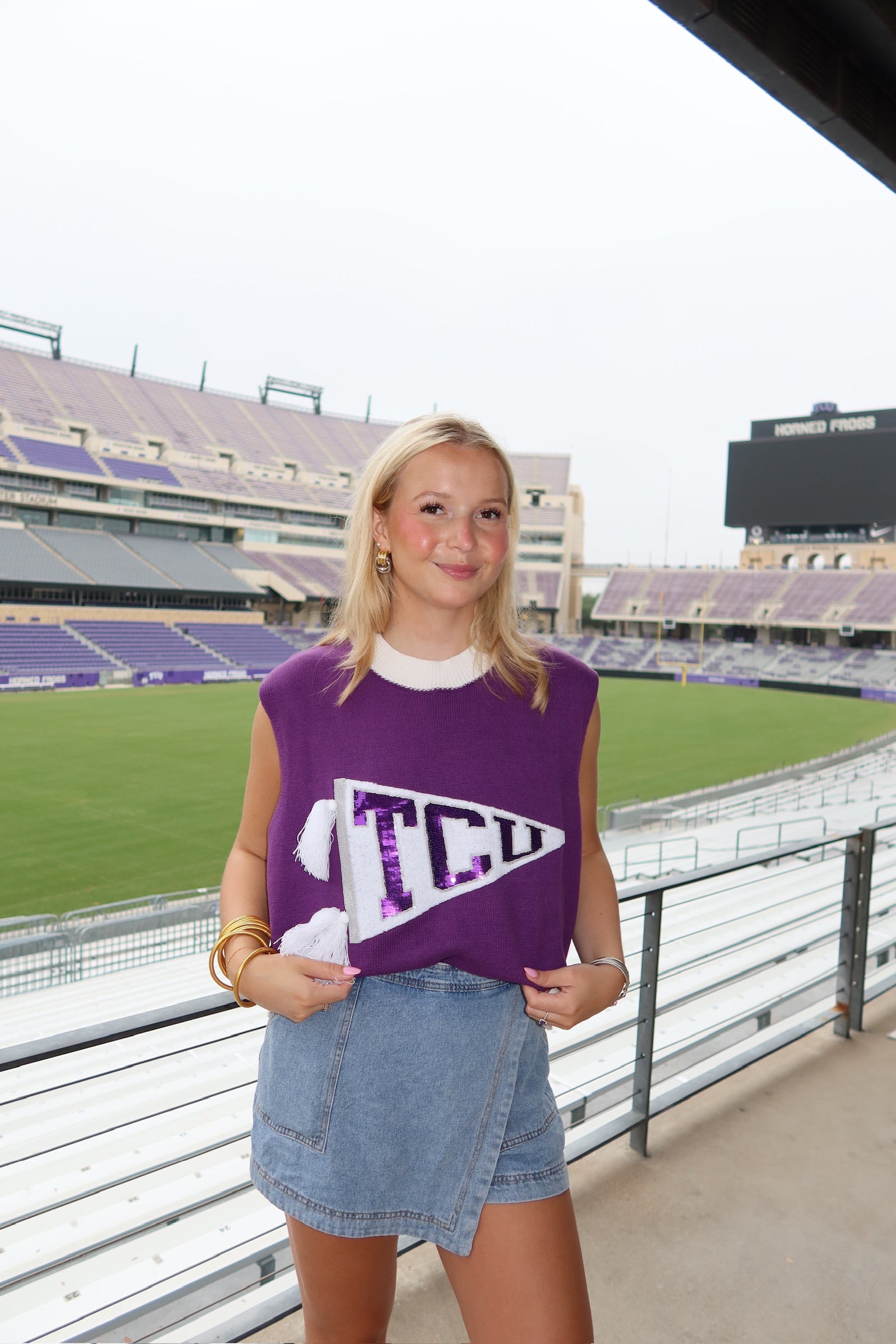 Licensed TCU Pennant Sweater Tank - Queen of Sparkles
