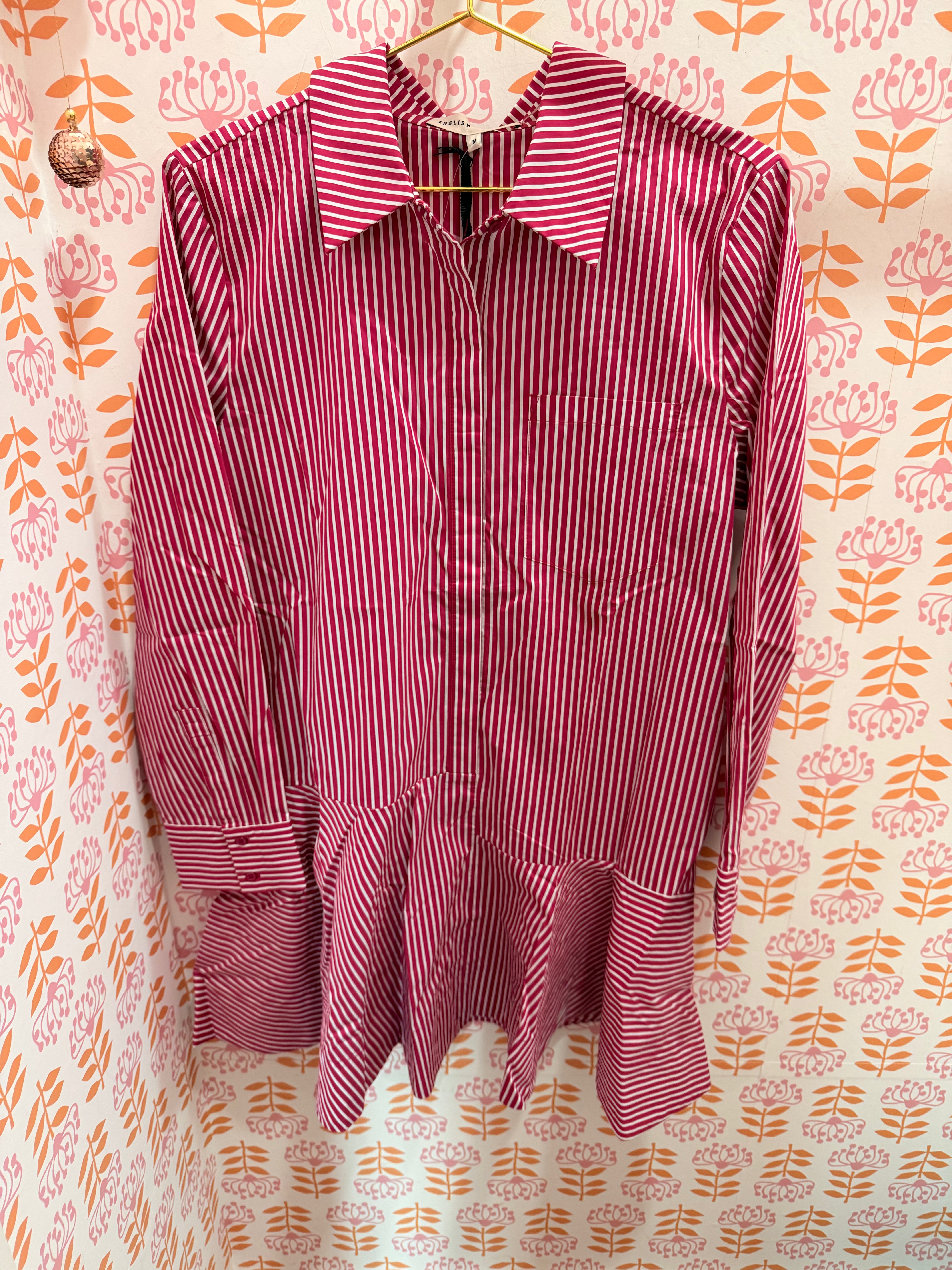 Stripe Collar Flared Skirt Dress