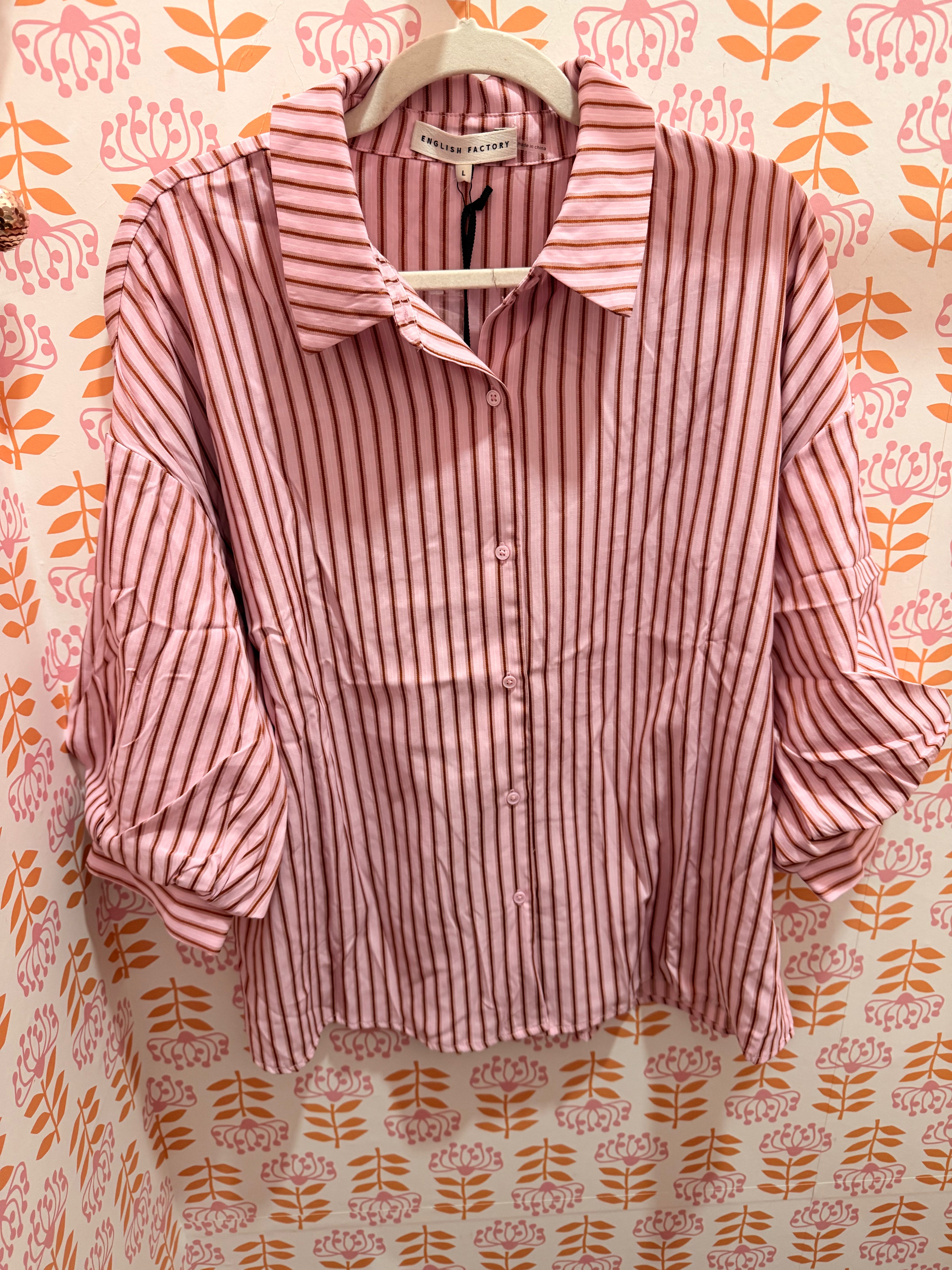 Striped Balloon Sleeve Shirt