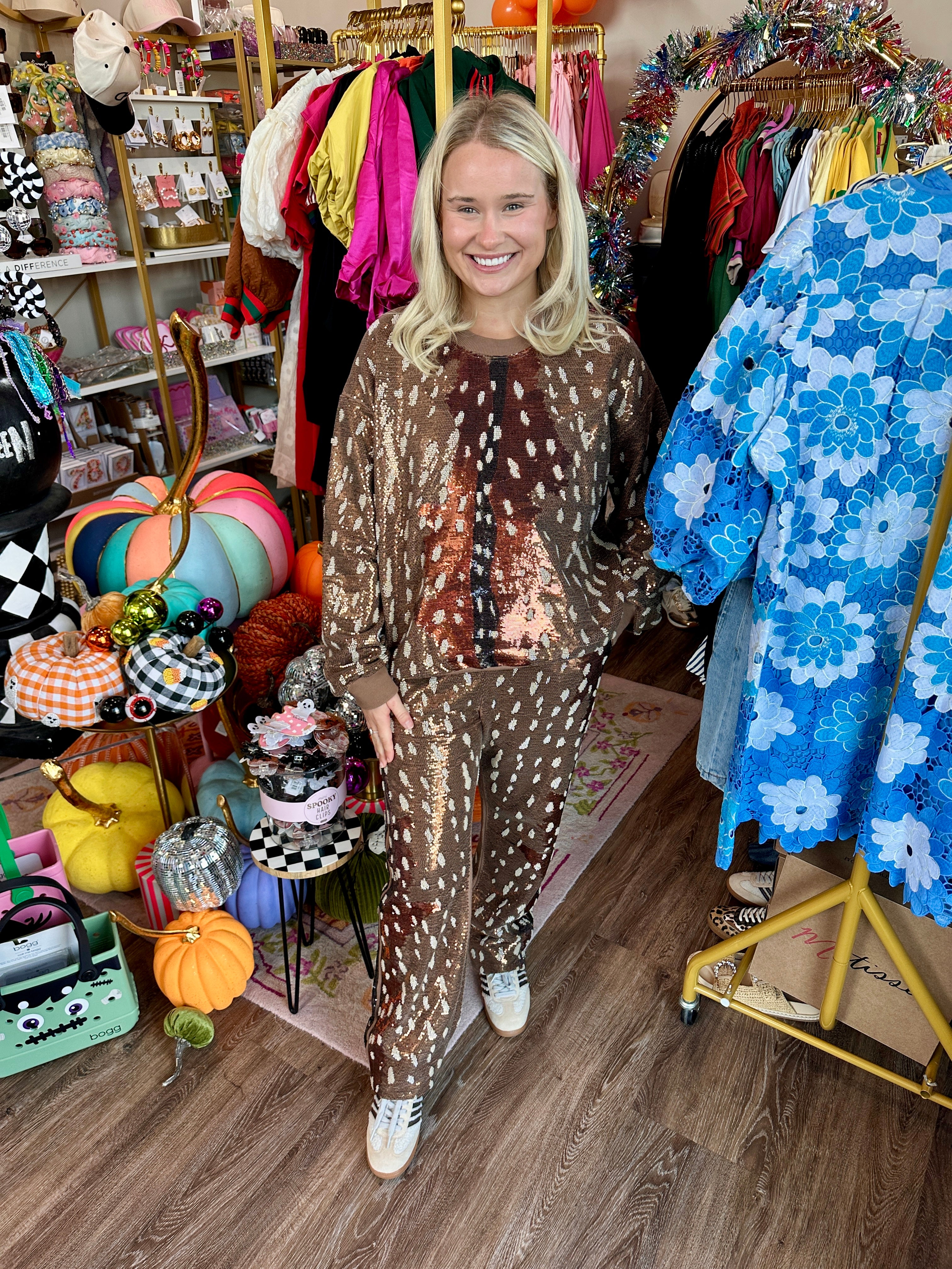 Brown Deer Print Pant - Queen Of Sparkles