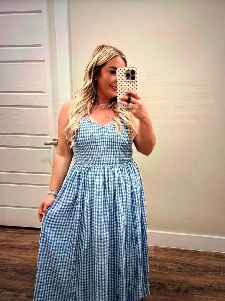 Lola Gingham Print Long Dress