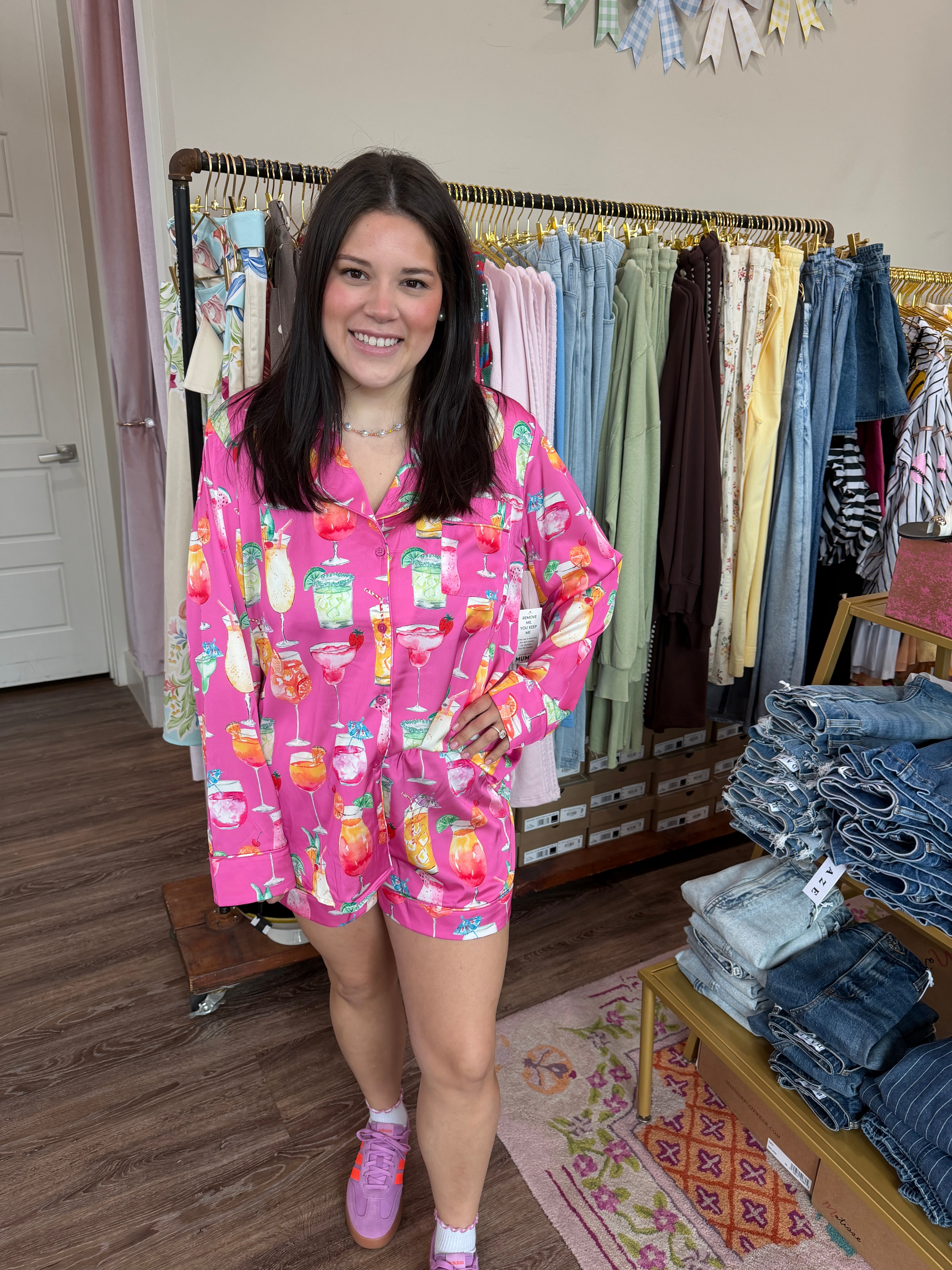 Favorite PJ Set Pink Sunset Cocktails Silky- show me your mumu
