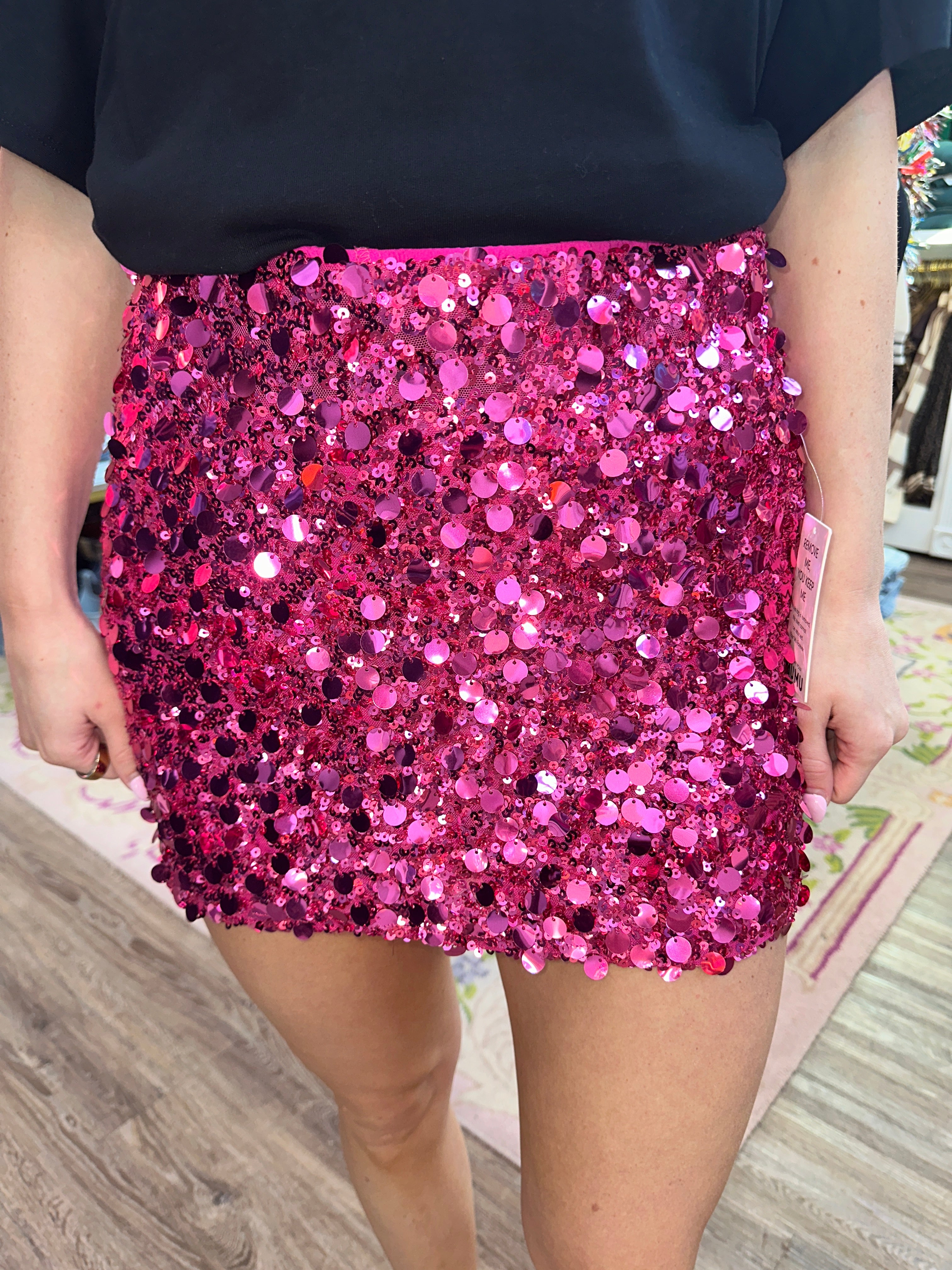 All Night Skort Rich Magenta Sequins