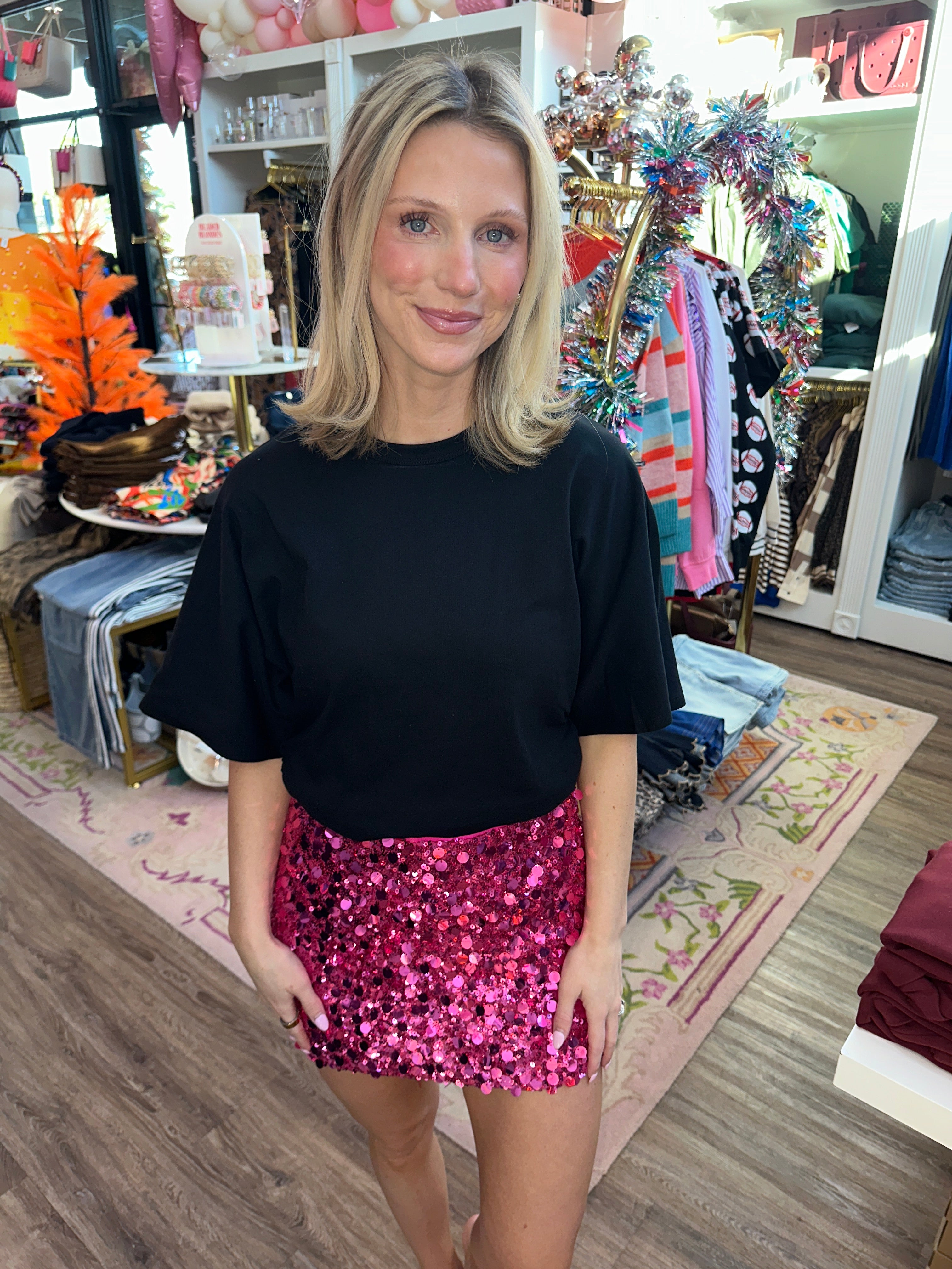 All Night Skort Rich Magenta Sequins