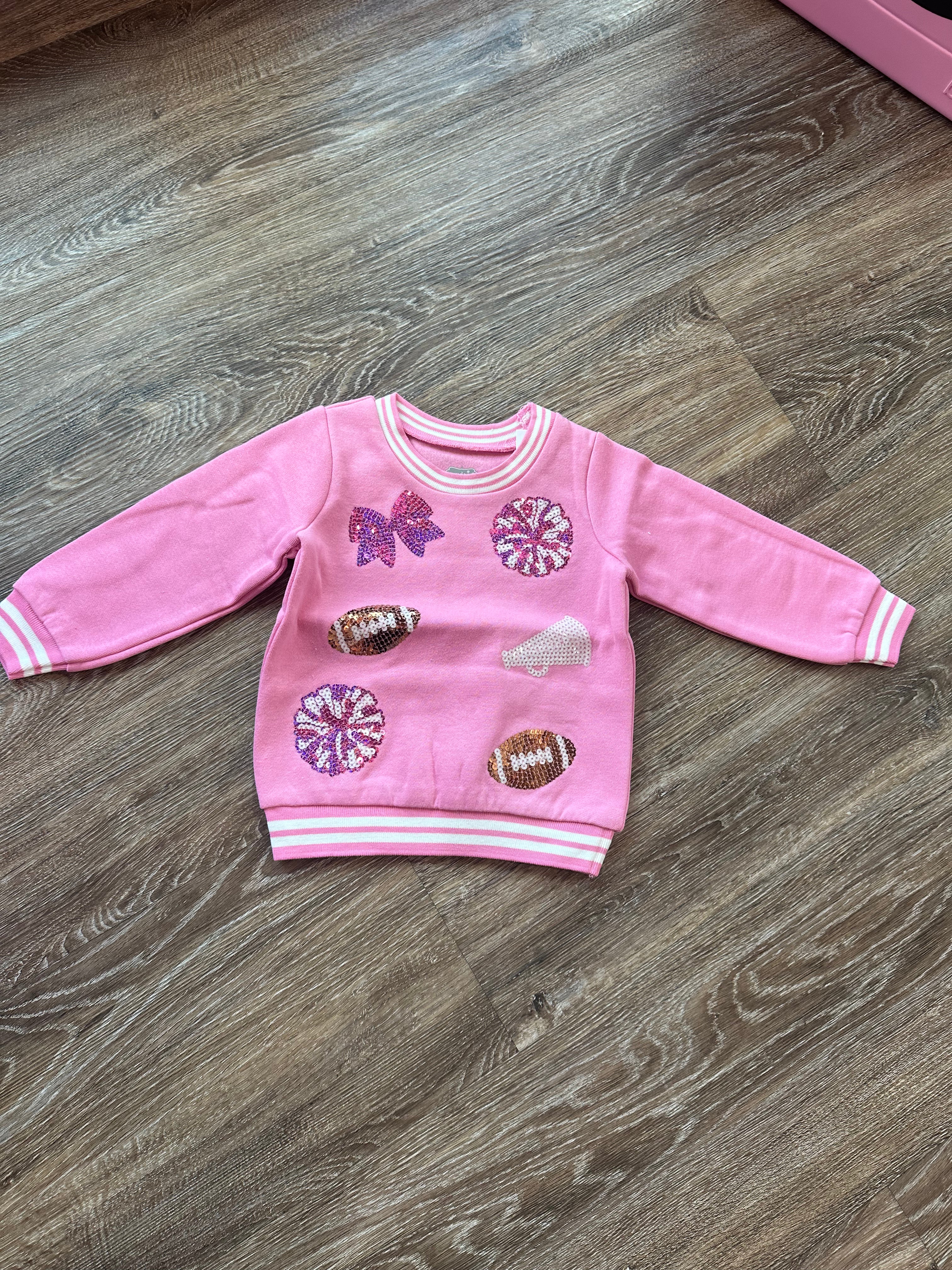 Sequin Cheer Little Girls Sweatshirt