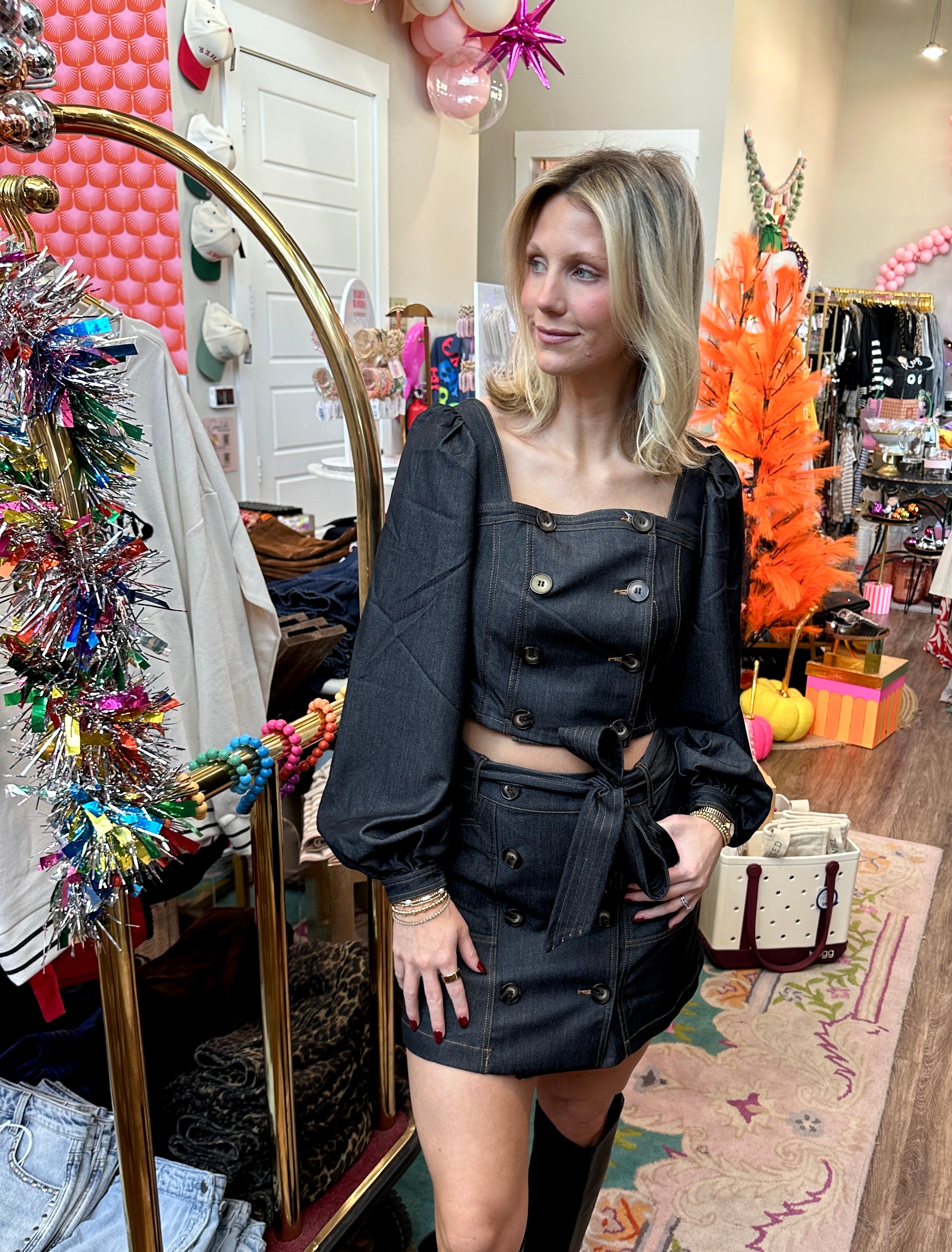 Ally Button Down Mini Skirt