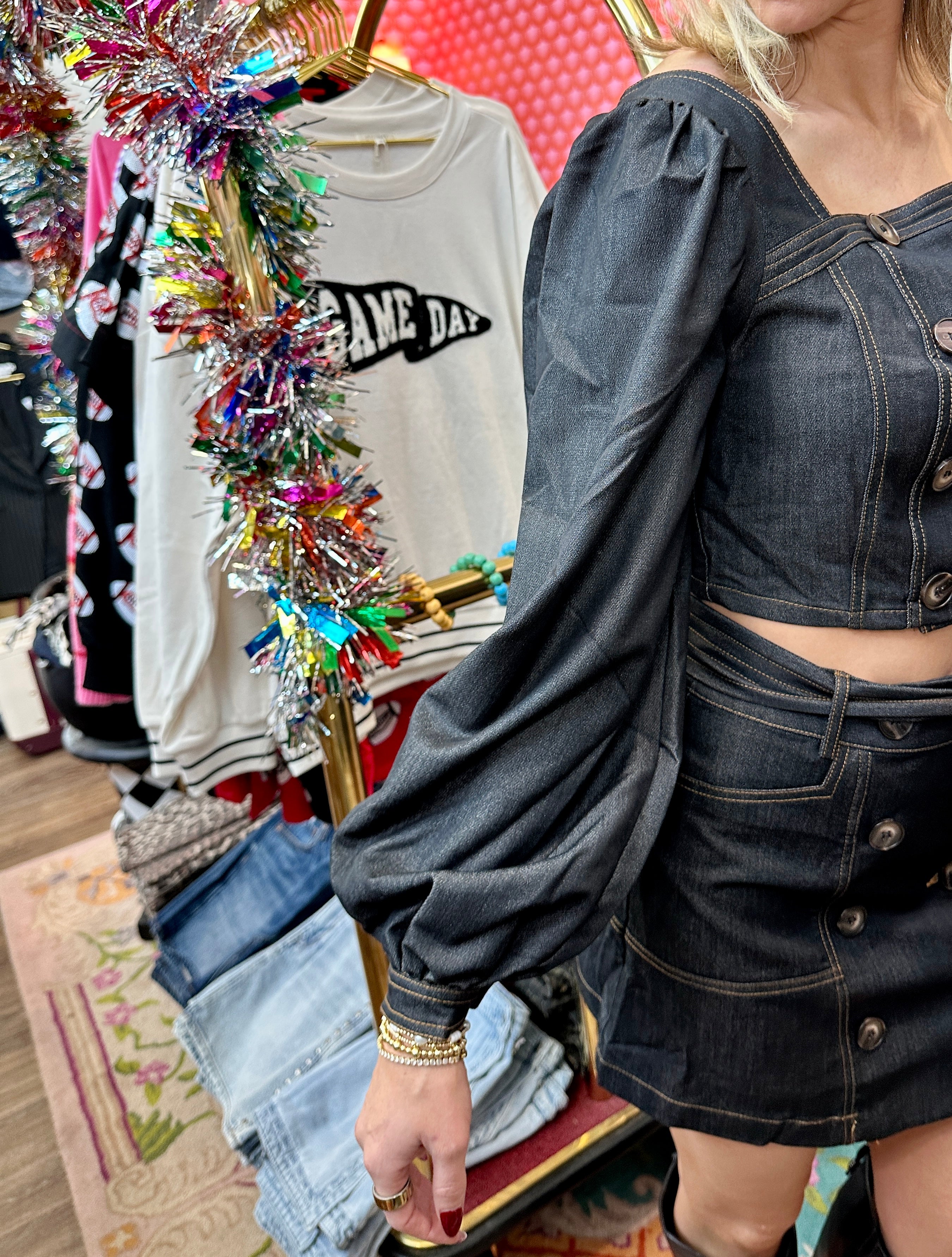 Lorie Button Down Crop Top