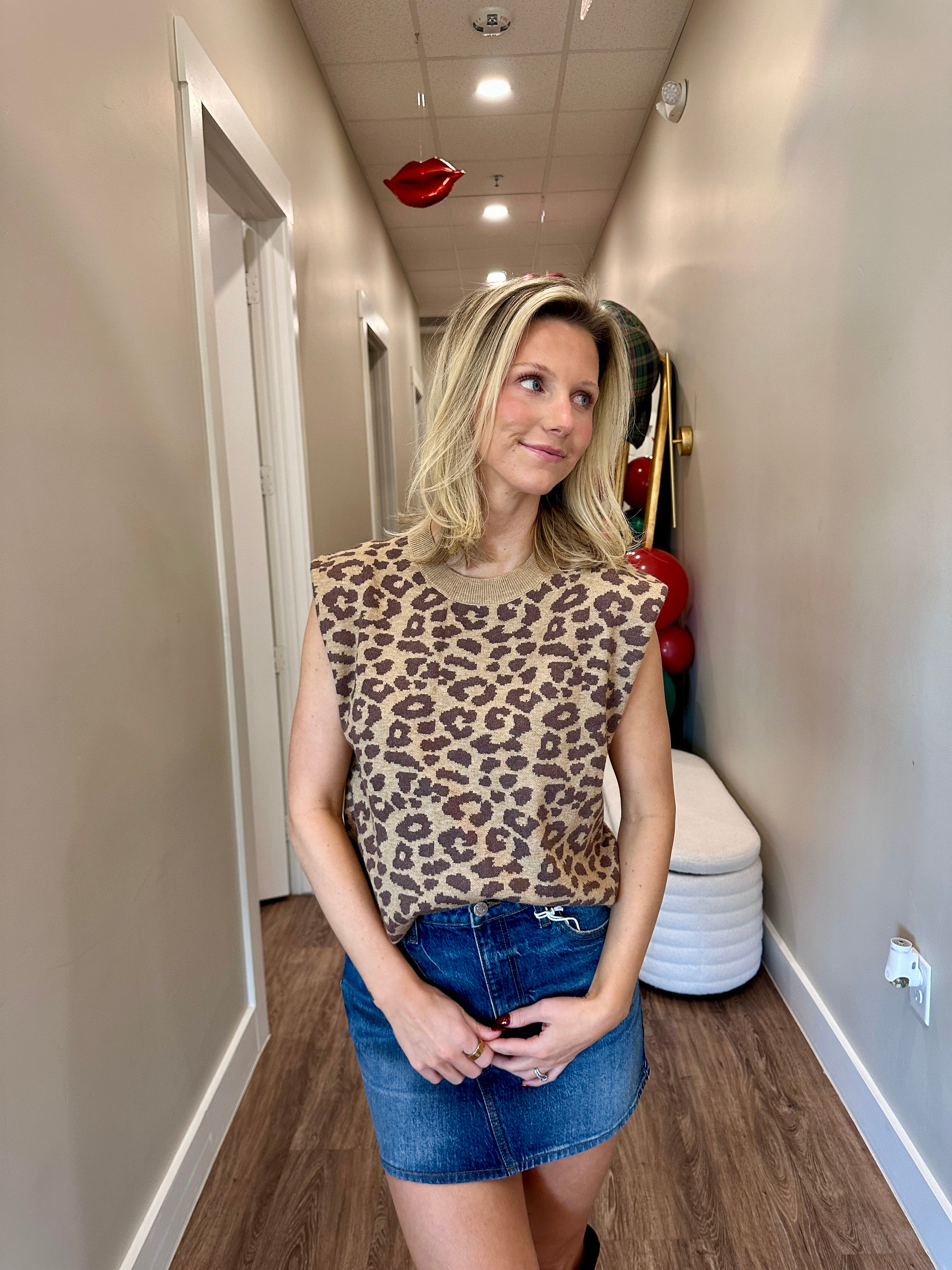 Leia Leopard Sleeveless Sweater
