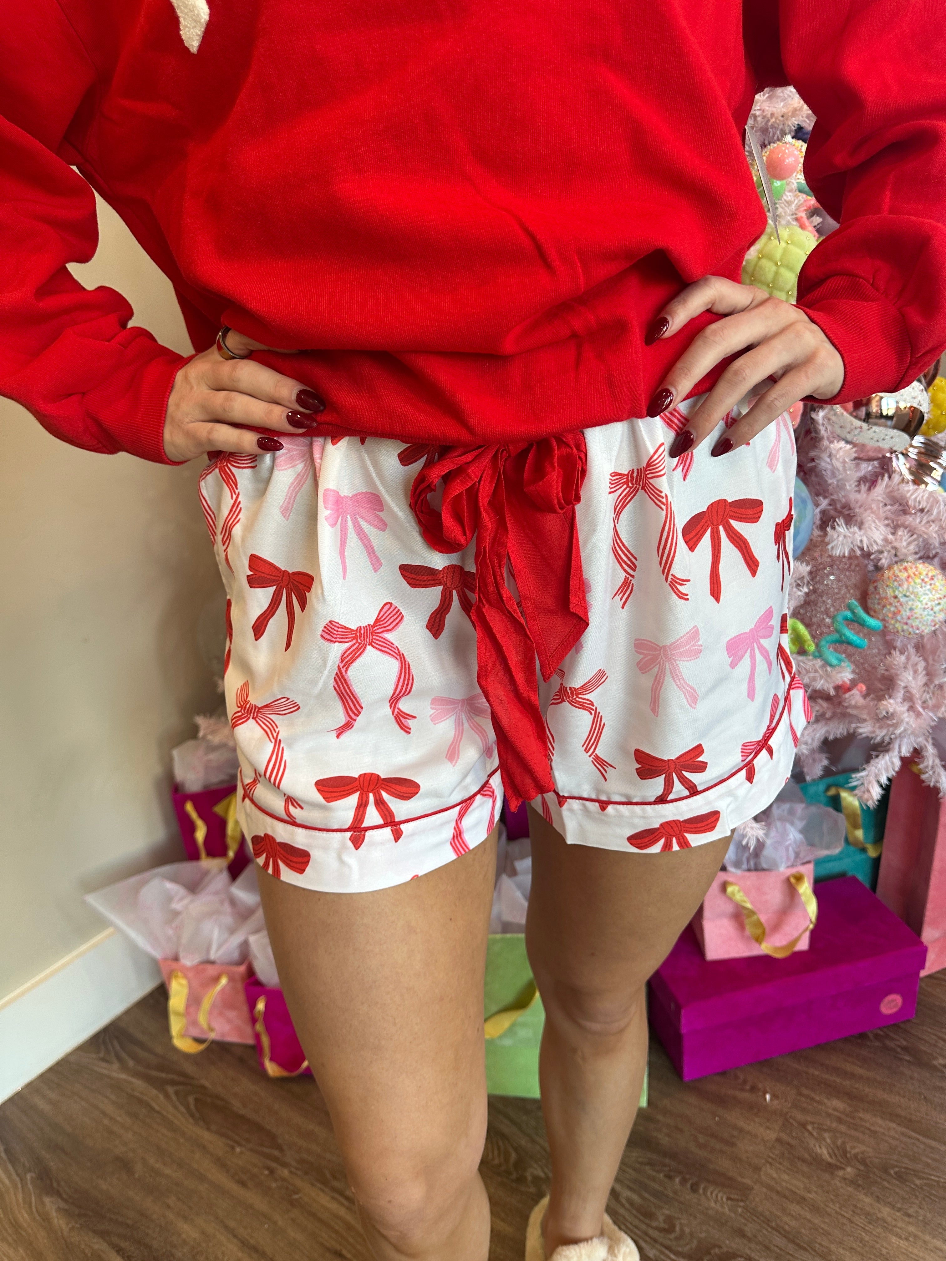 Holiday Pajama Short- Bows